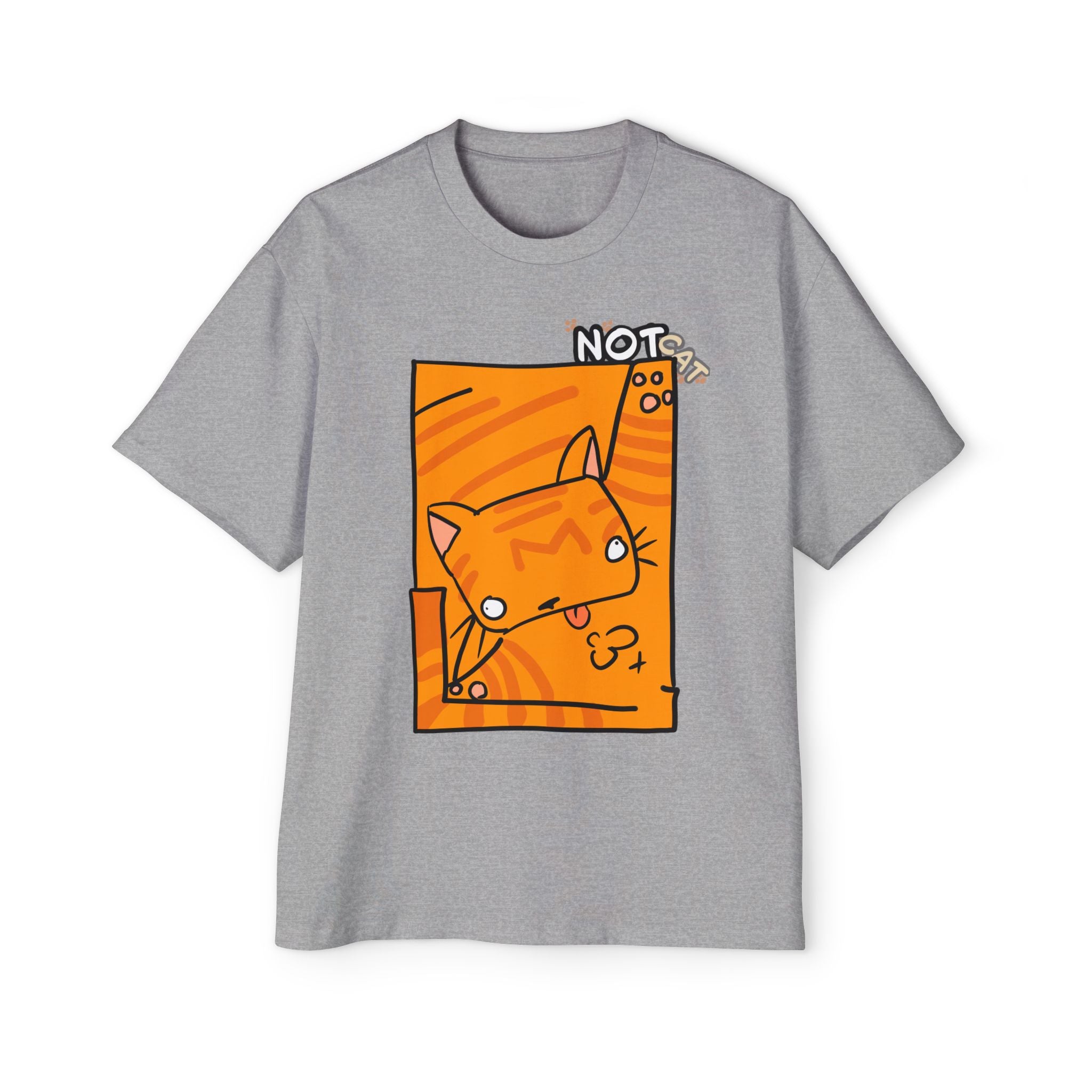 T-shirt graphique chat — « Pas chat » | T-shirt oversize chat orange dessin animé