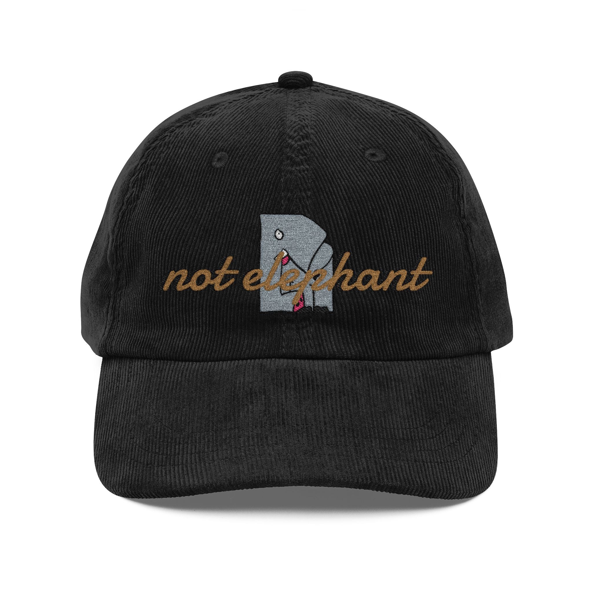Vintage Corduroy Cap — Embroidered 'not elephant' Logo Hat