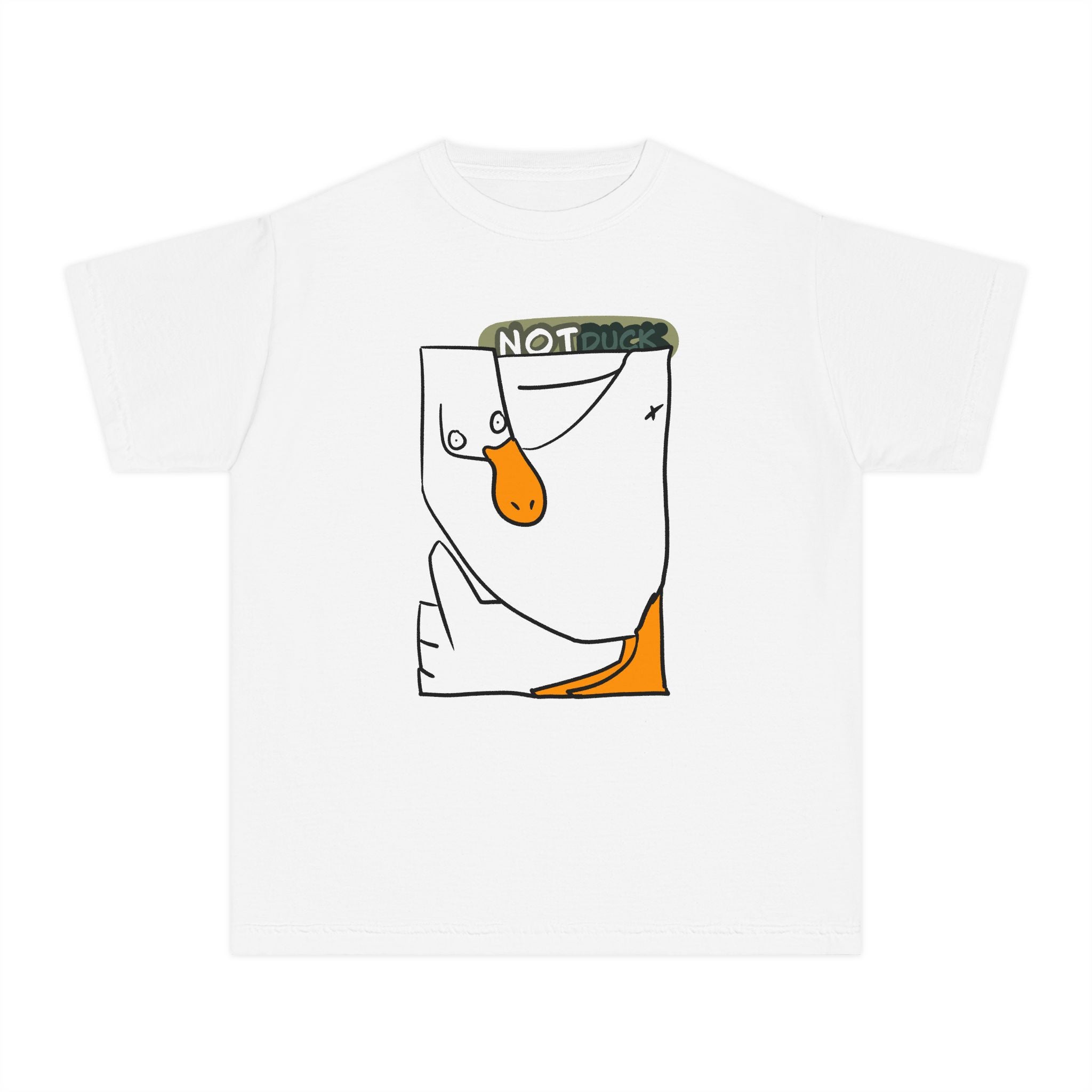 Duck Youth Tee — 'NOT DUCK' Whimsical Cartoon Goose Graphic Kids T‑Shirt