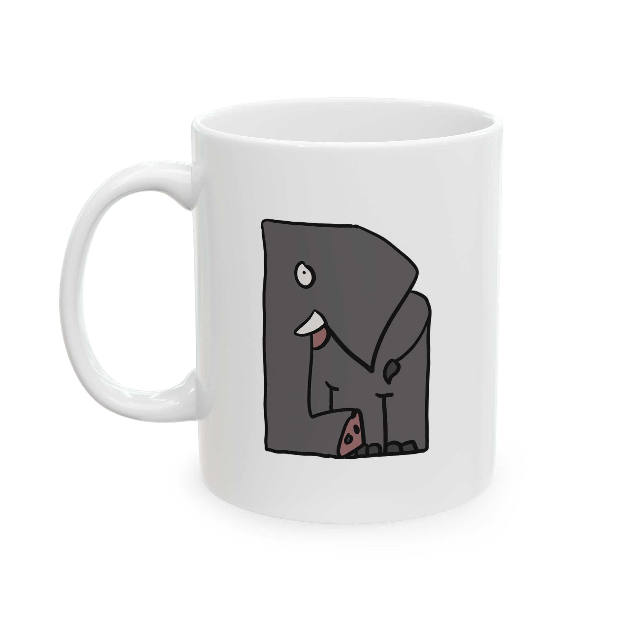 Elephant Ceramic Mug, Cartoon Elephant Coffee Cup (11oz)