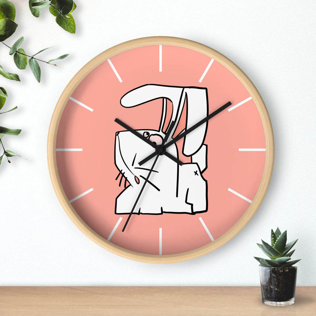 Cute Pink Bunny Wall Clock — Playful Ceramic Rabbit Design