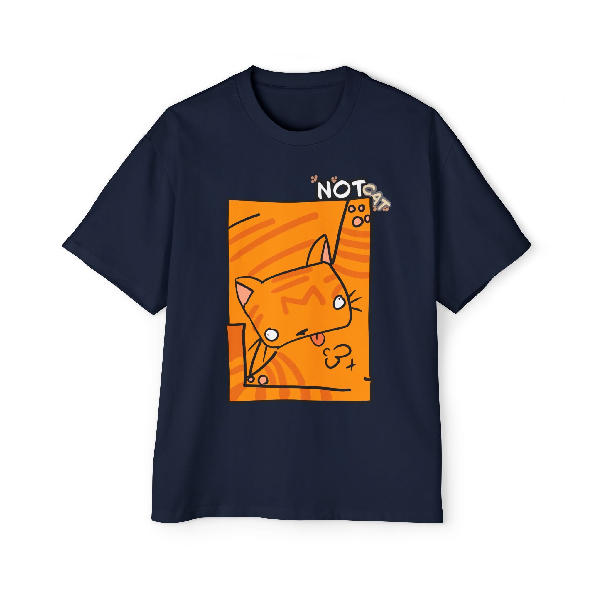 T-shirt graphique chat — « Pas chat » | T-shirt oversize chat orange dessin animé