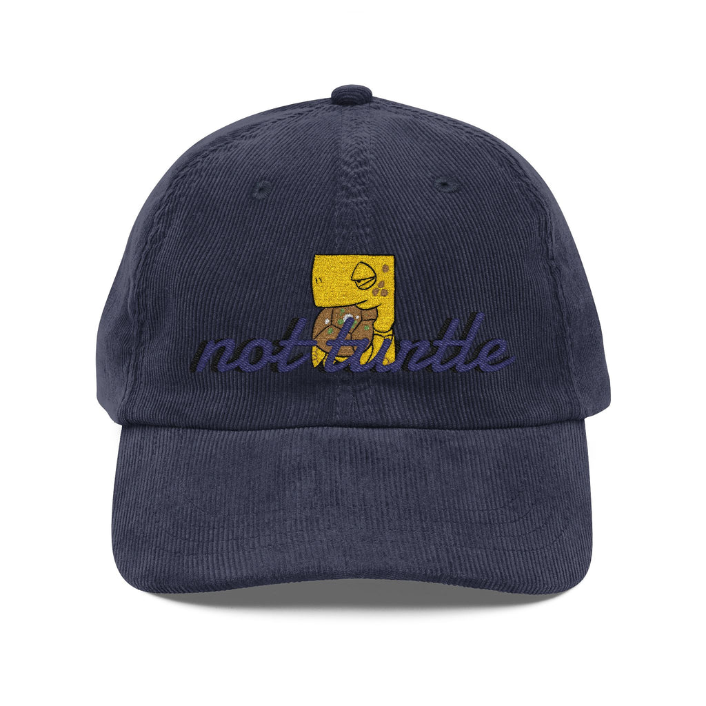 Vintage Corduroy Cap – Embroidered "Not Turtle" Script Patch