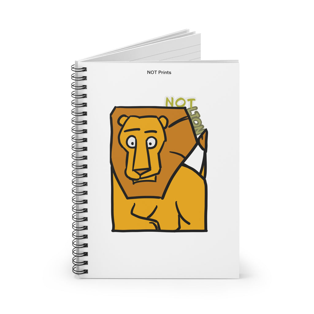 Lion Illustration Spiral Notebook — Cute Cartoon Lion Ruled Journal