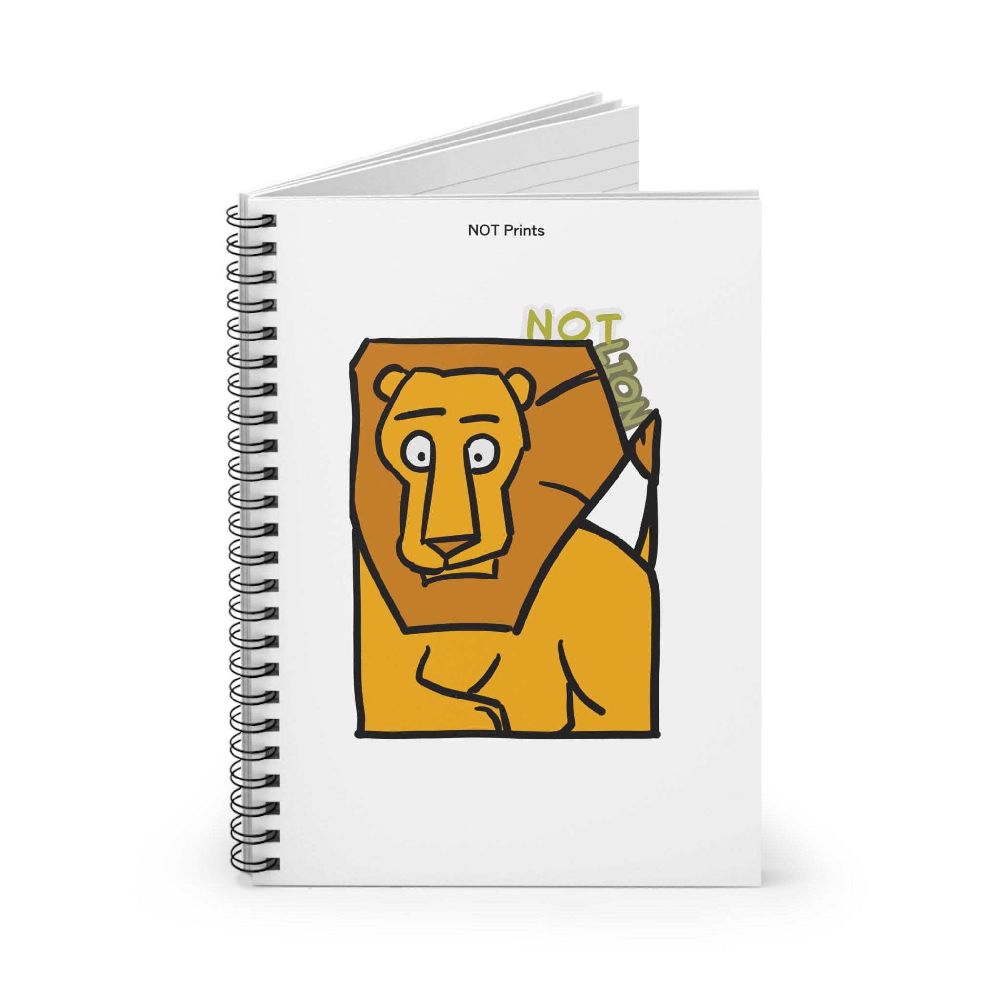 Lion Illustration Spiral Notebook — Cute Cartoon Lion Ruled Journal