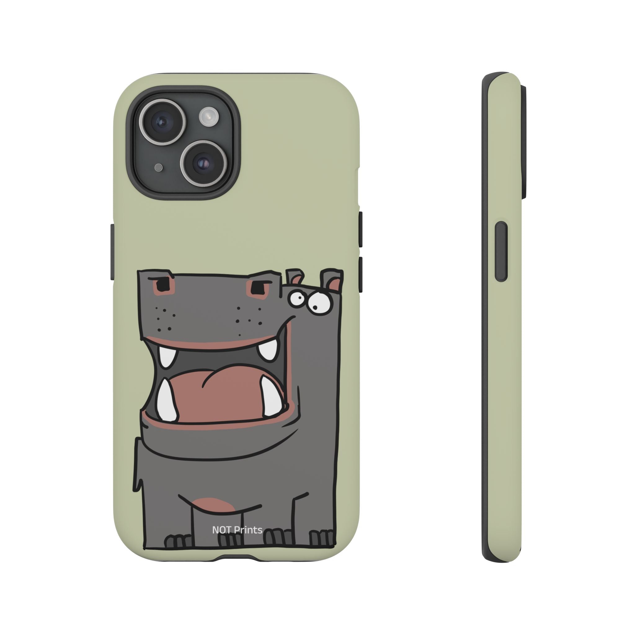 Hippo Cartoon Phone Case — Cute Happy Hippo Protective iPhone Cover
