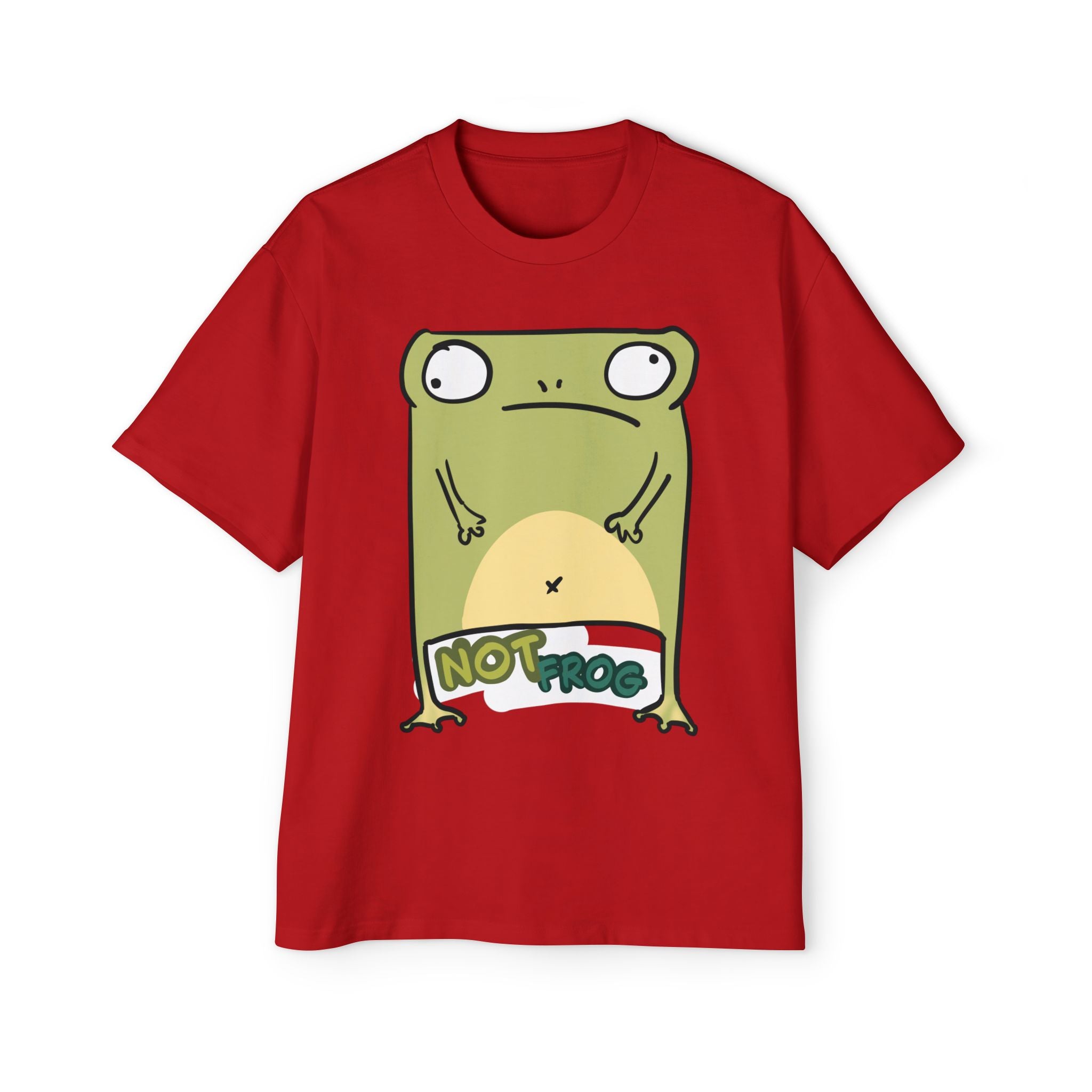 Funny 'Not Frog' Graphic Tee — Cute Cartoon Amphibian Oversized Shirt
