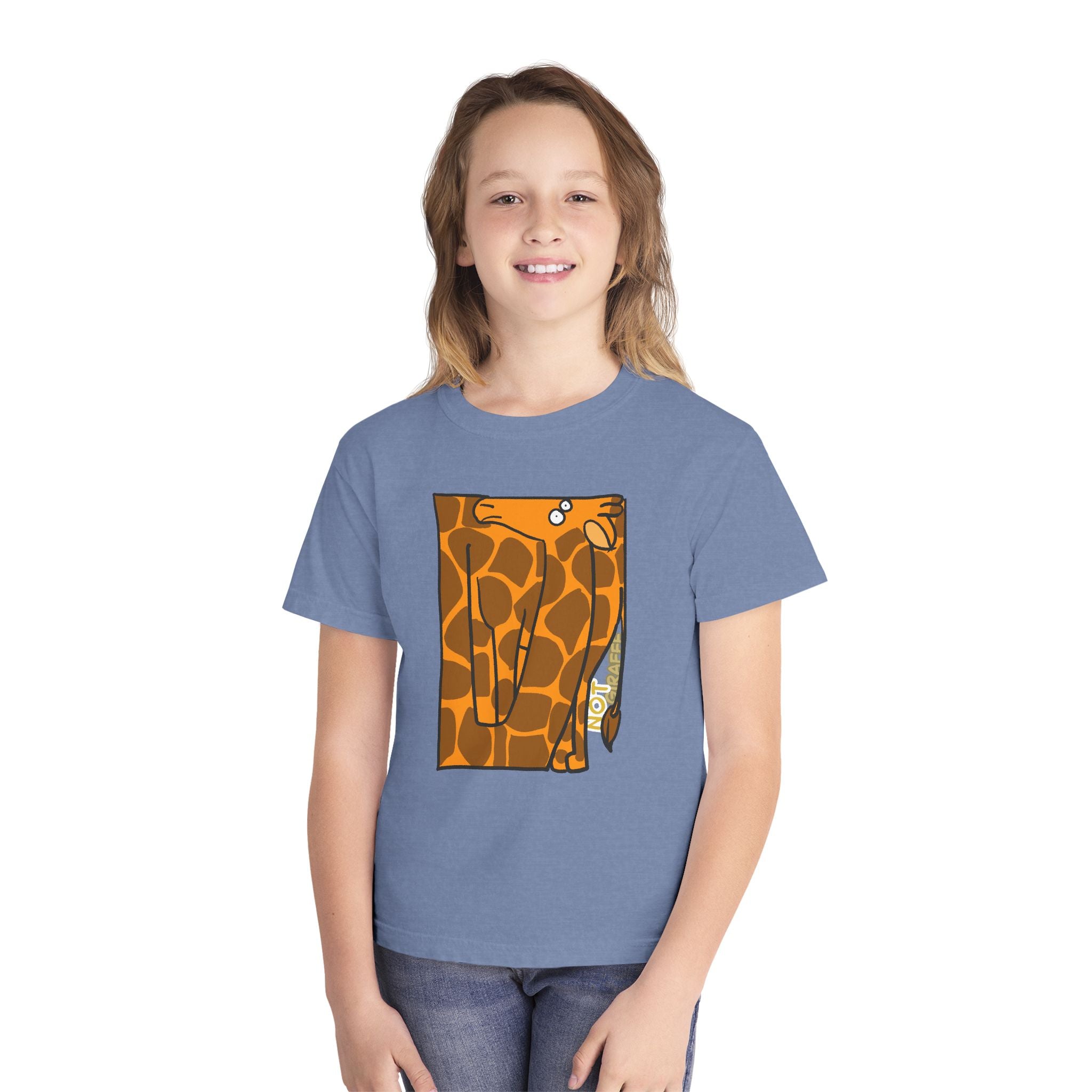 Giraffe Peek Kids Tee — Cute Peeking "Not Giraffe" Graphic Youth T-Shirt