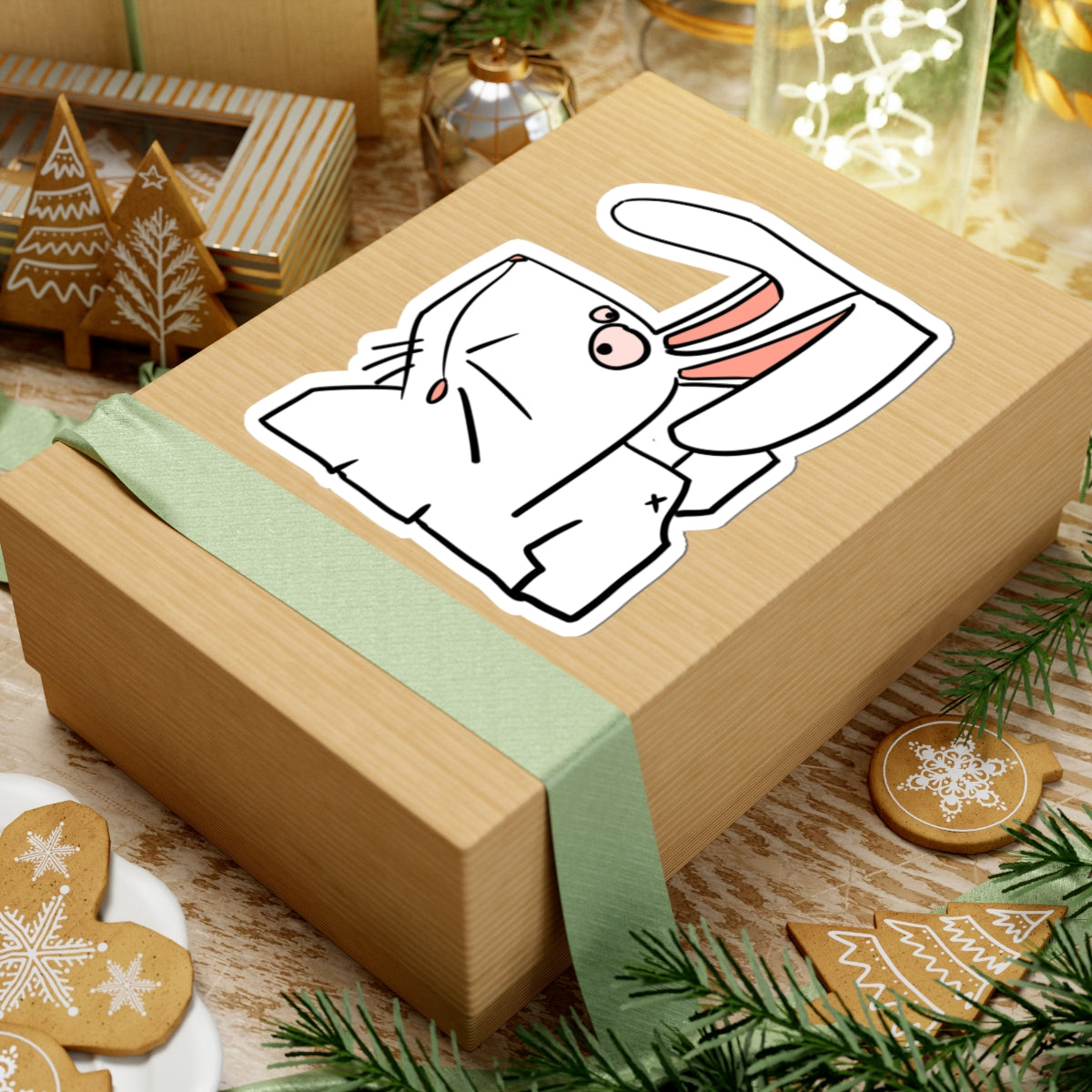 Autocollant Lapin Grognon — Adorable Autocollant Découpé à la Forme pour Ordinateur Portable