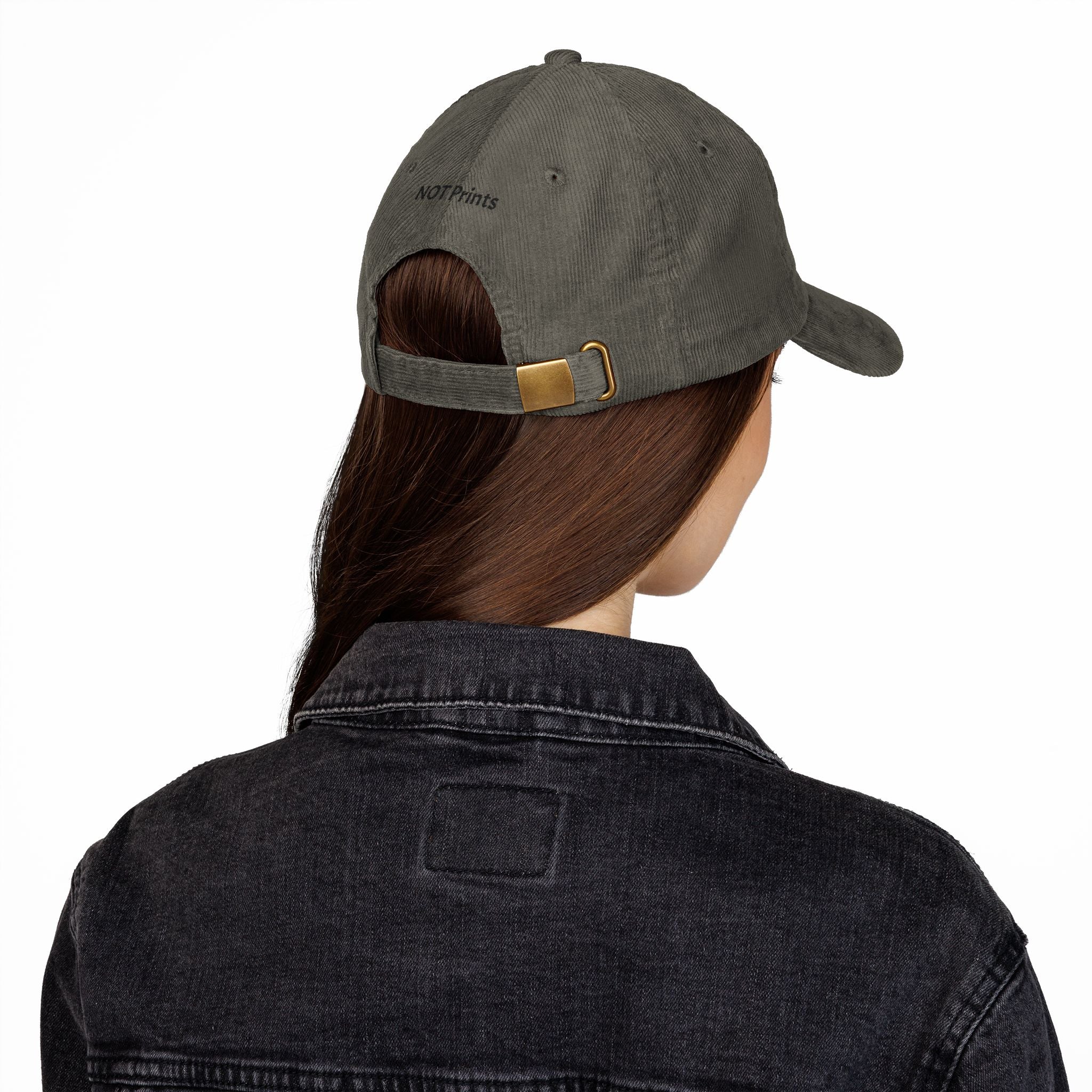Vintage Corduroy Embroidered Cap — 'Not Cat' Retro Baseball Hat