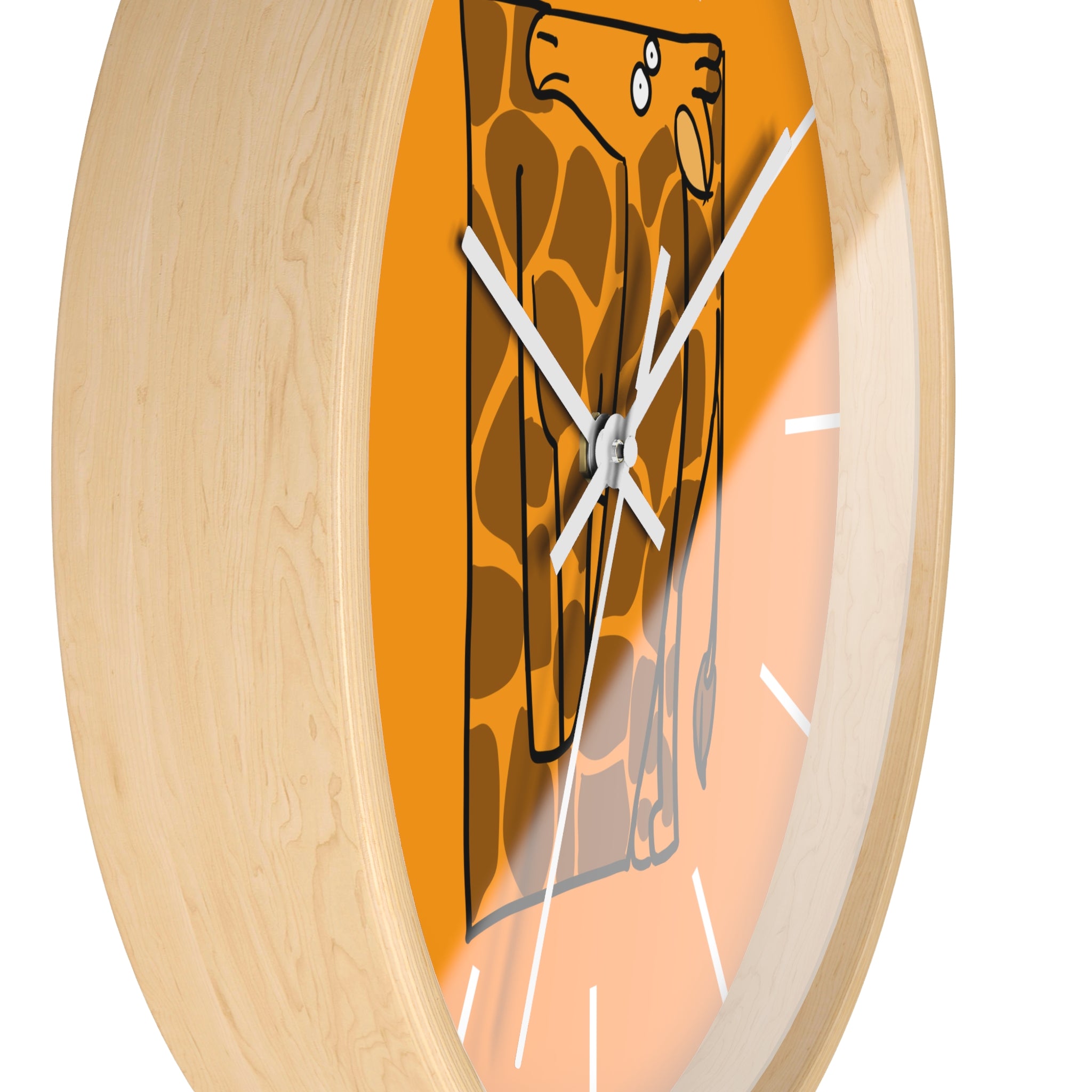 Giraffe Art Wall Clock – Whimsical Orange Safari Decor