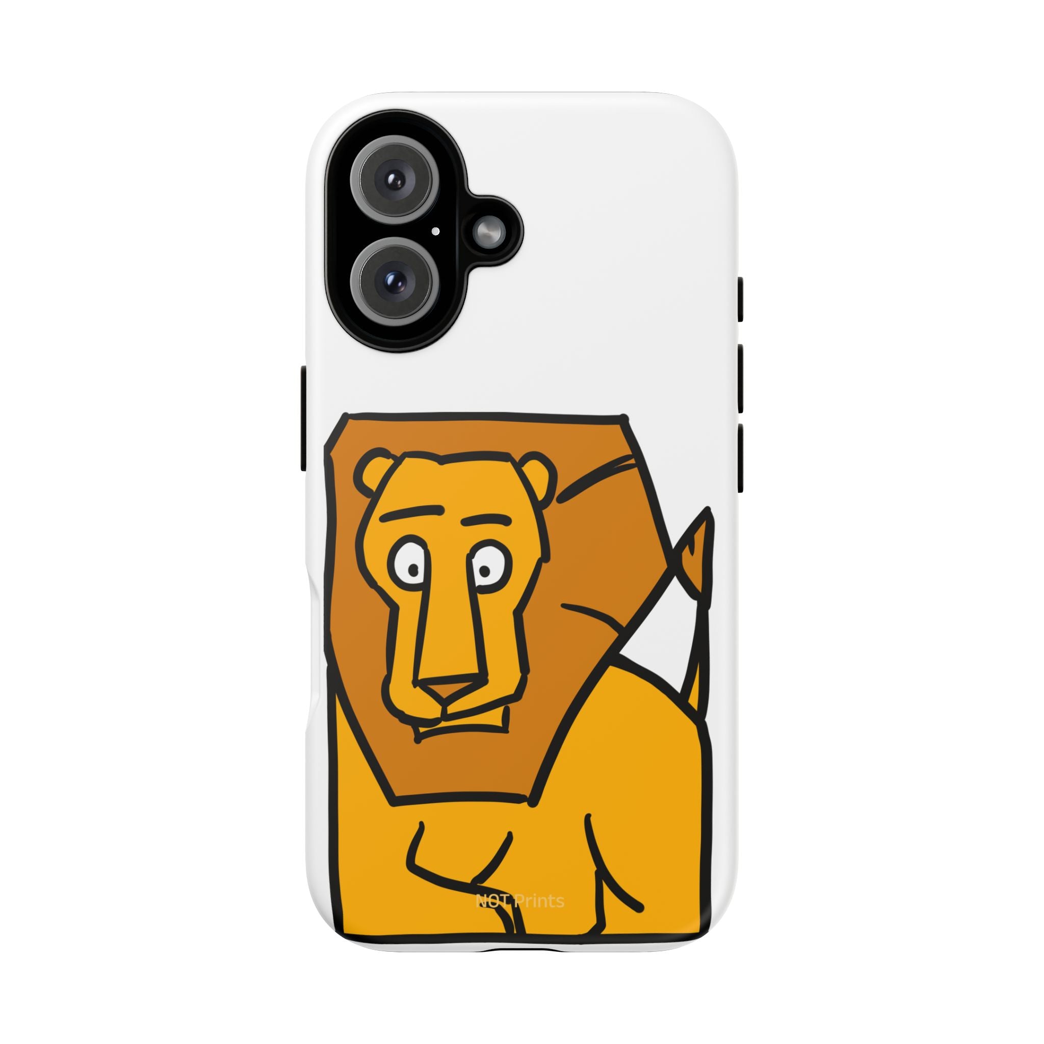 Lion Illustration Phone Case — Cute Bold Cartoon Lion Protective Cover