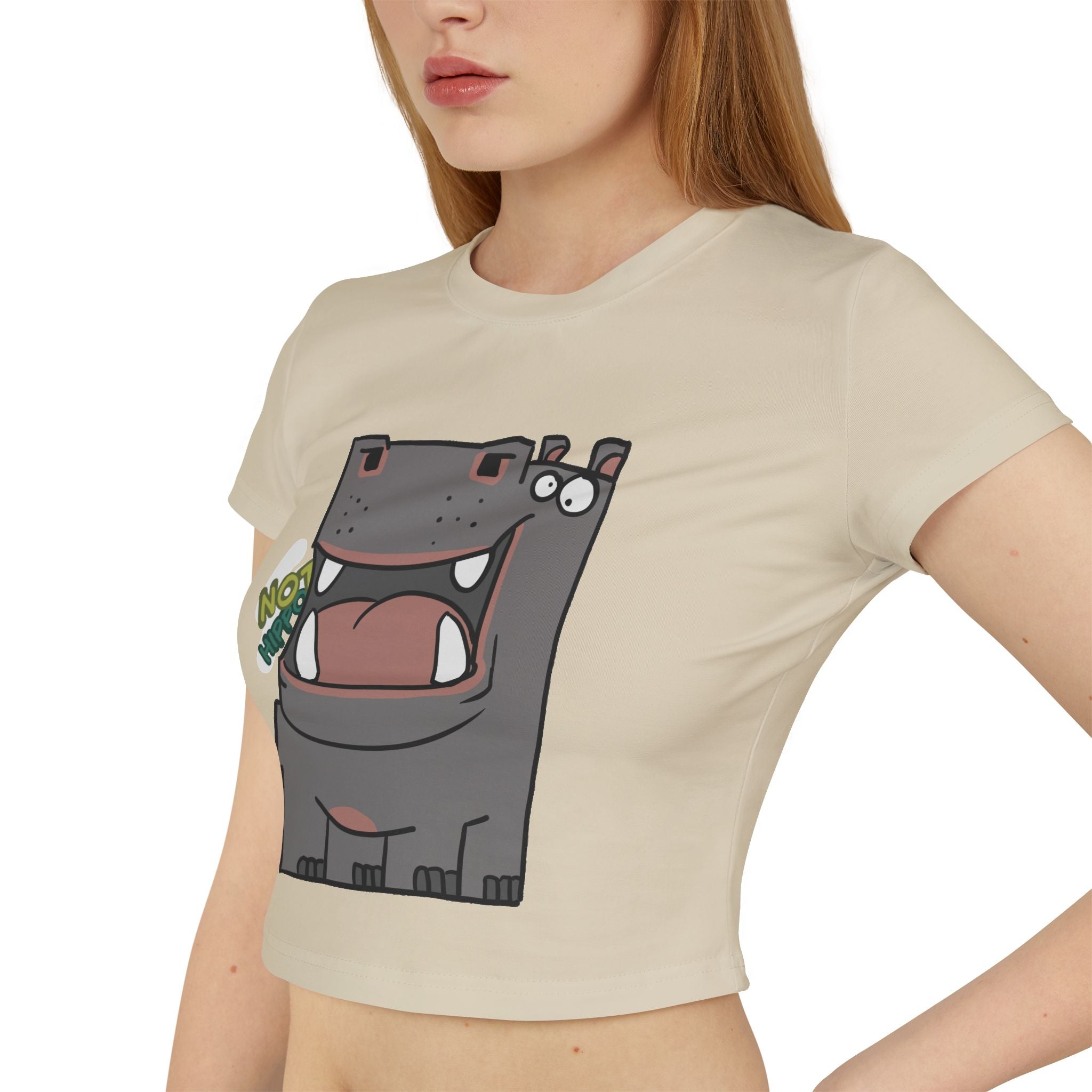 Hippo Baby Tee — Cute Cartoon "Not Hippo" Graphic Crop Tee