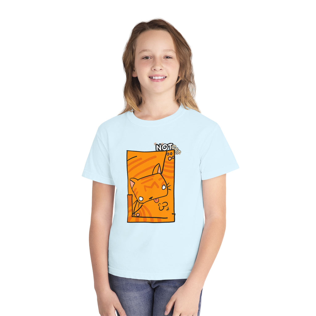 Orange Cat Youth Tee – Cute Cartoon Cat Graphic Shirt for Kids | Funny Not Cat Animal Cotton T-Shirt
