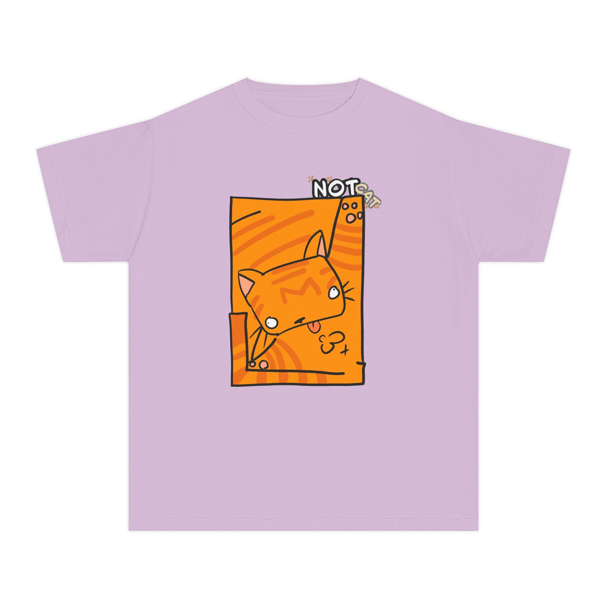 Orange Cat Youth Tee – Cute Cartoon Cat Graphic Shirt for Kids | Funny Not Cat Animal Cotton T-Shirt