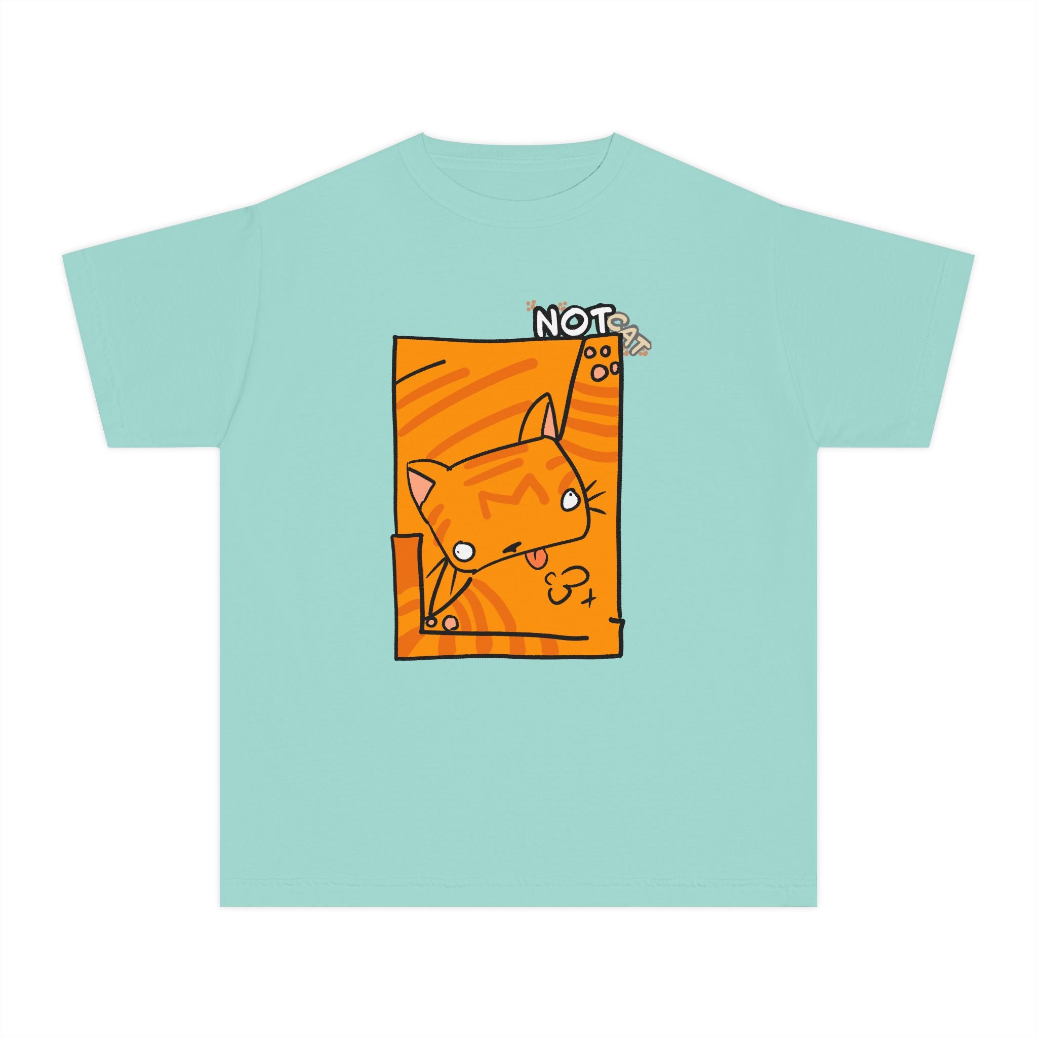 Orange Cat Youth Tee – Cute Cartoon Cat Graphic Shirt for Kids | Funny Not Cat Animal Cotton T-Shirt