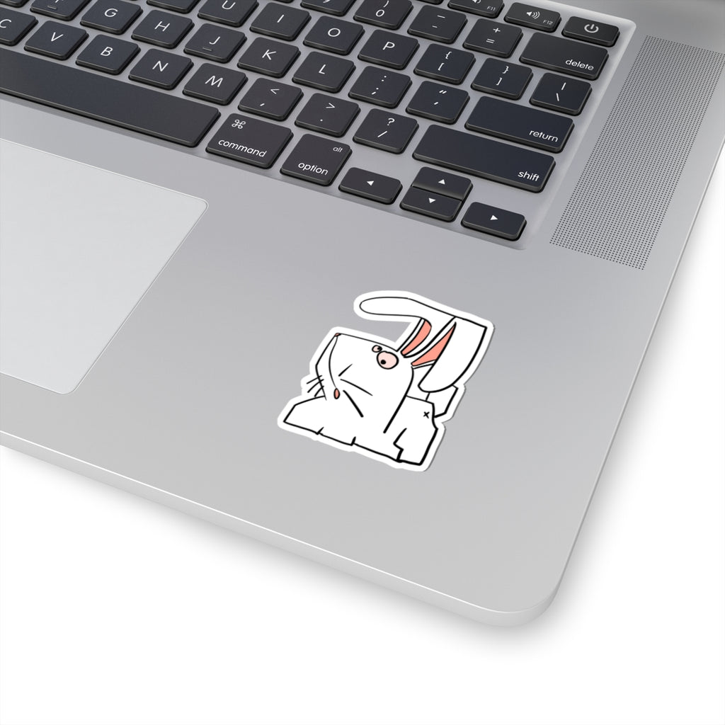Autocollant Lapin Grognon — Adorable Autocollant Découpé à la Forme pour Ordinateur Portable