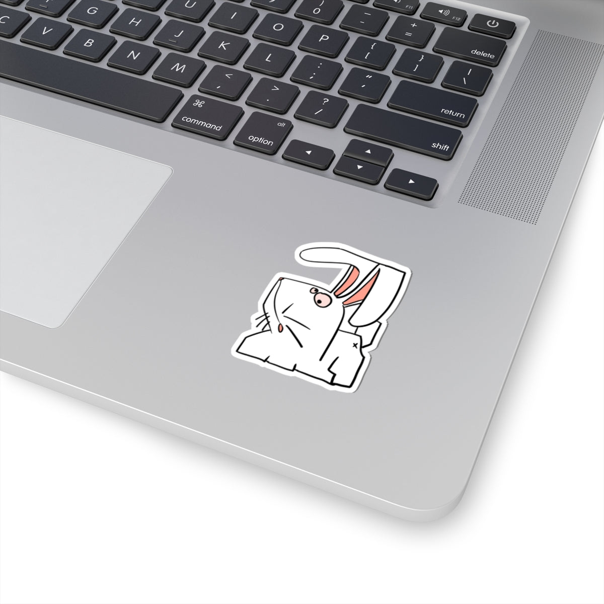 Autocollant Lapin Grognon — Adorable Autocollant Découpé à la Forme pour Ordinateur Portable