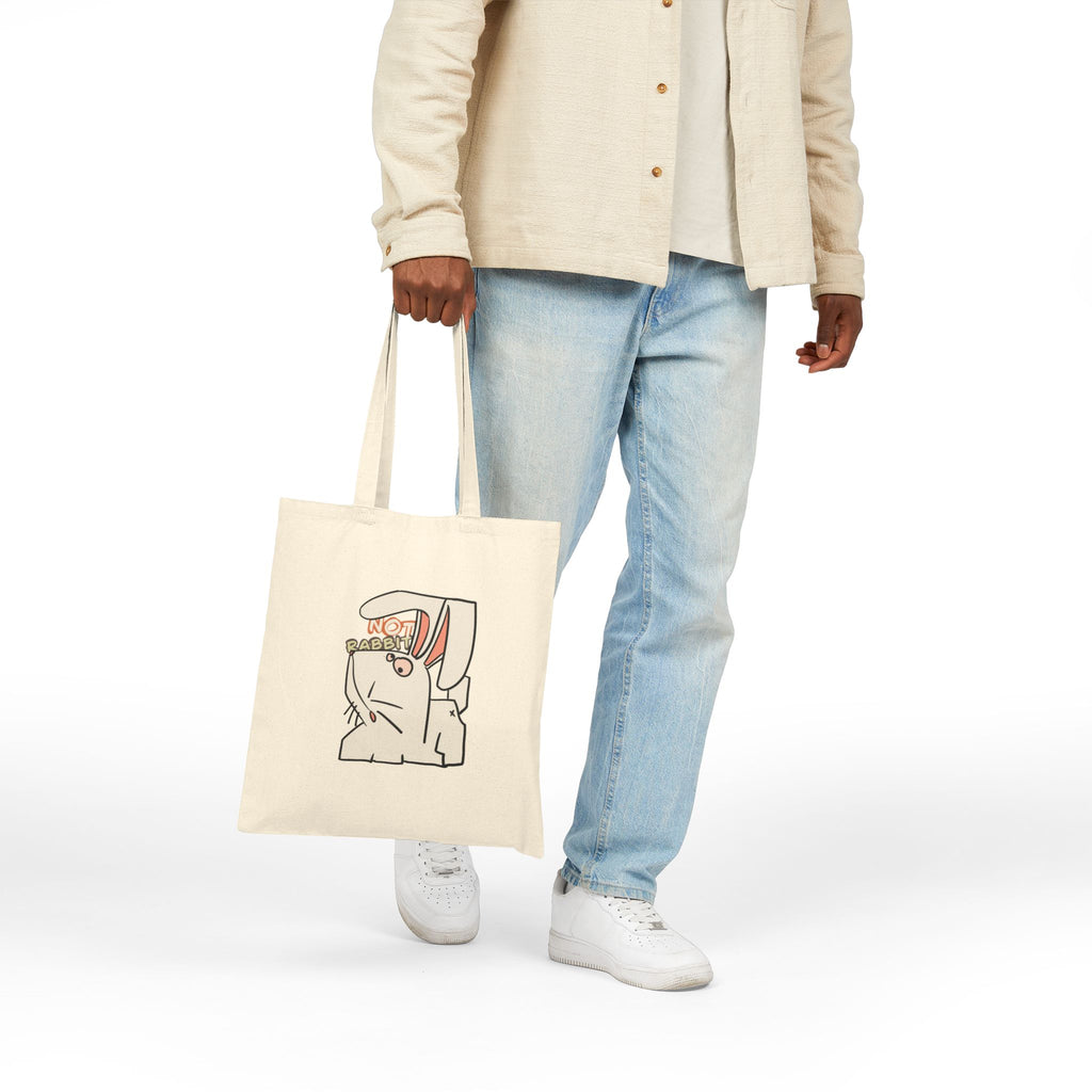 Canvas Tote Bag — Cute Bunny ‘Not Rabbit’ Illustration Eco Shopper