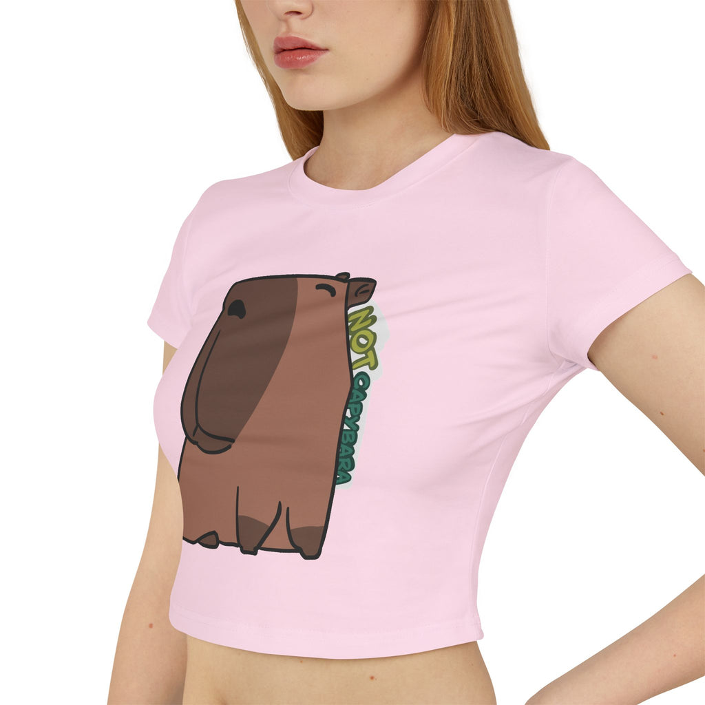 Capybara Cute Crop Tee — 'Not Capybara' Graphic Women's Baby Tee