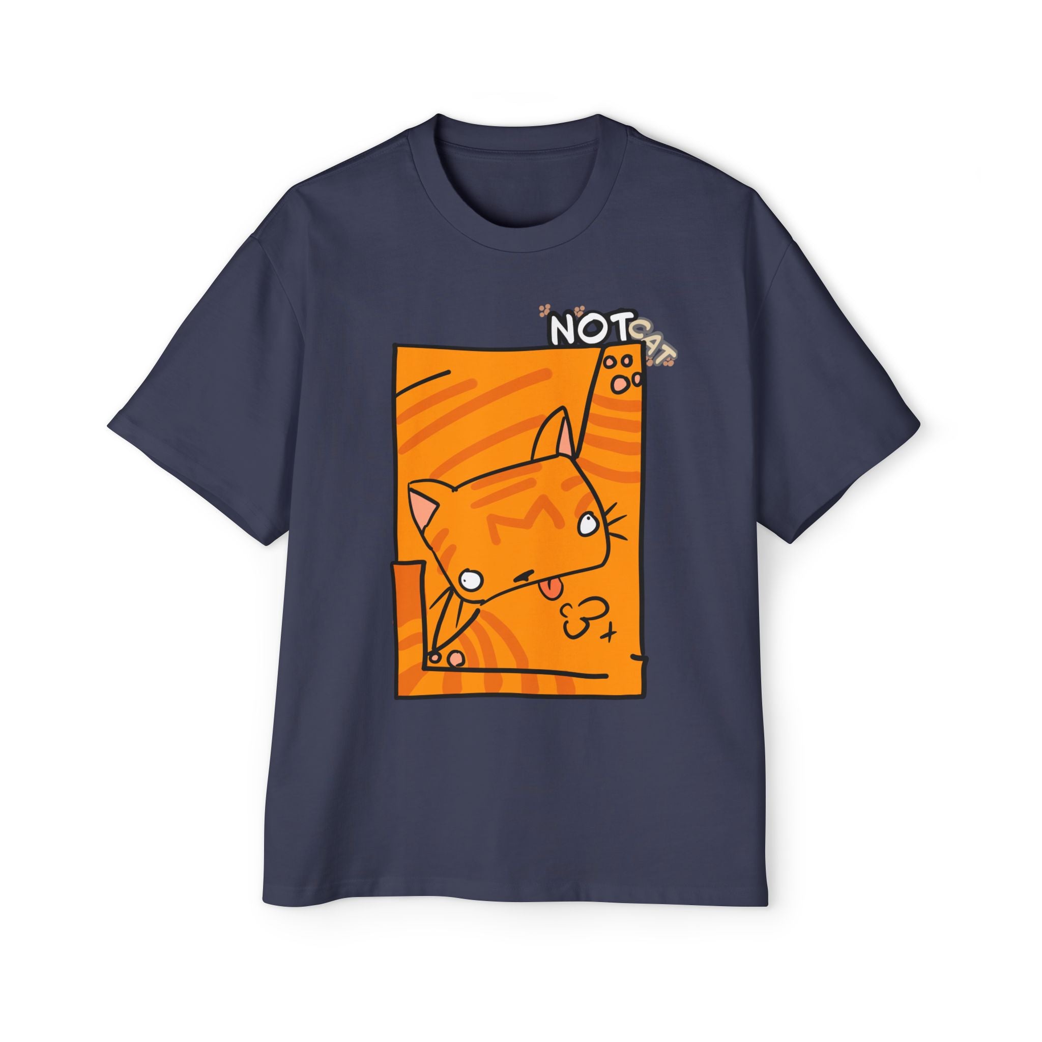 T-shirt graphique chat — « Pas chat » | T-shirt oversize chat orange dessin animé