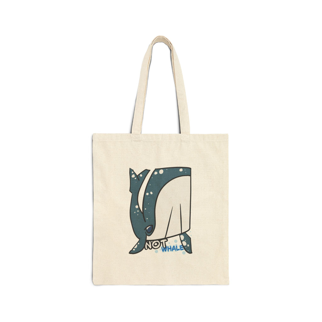 Not Whale Cotton Canvas Tote — Cute Retro Whale Illustration Beach Bag