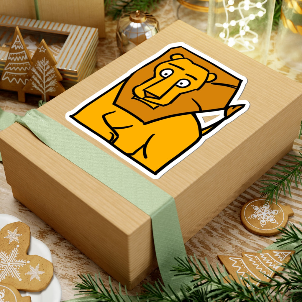 Lion Illustration Kiss-Cut Sticker – Cute Cartoon Laptop Decal
