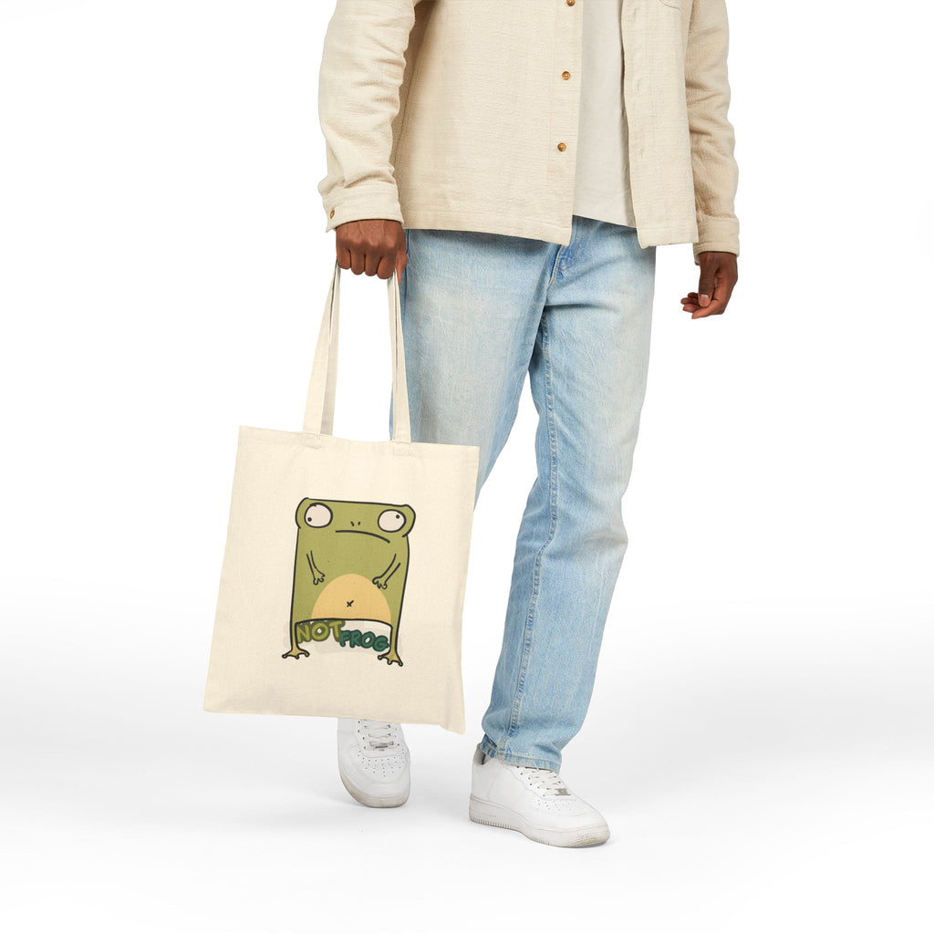 Canvas Tote Bag - Cute Frog 'Not Frog' Illustration Eco Shopper