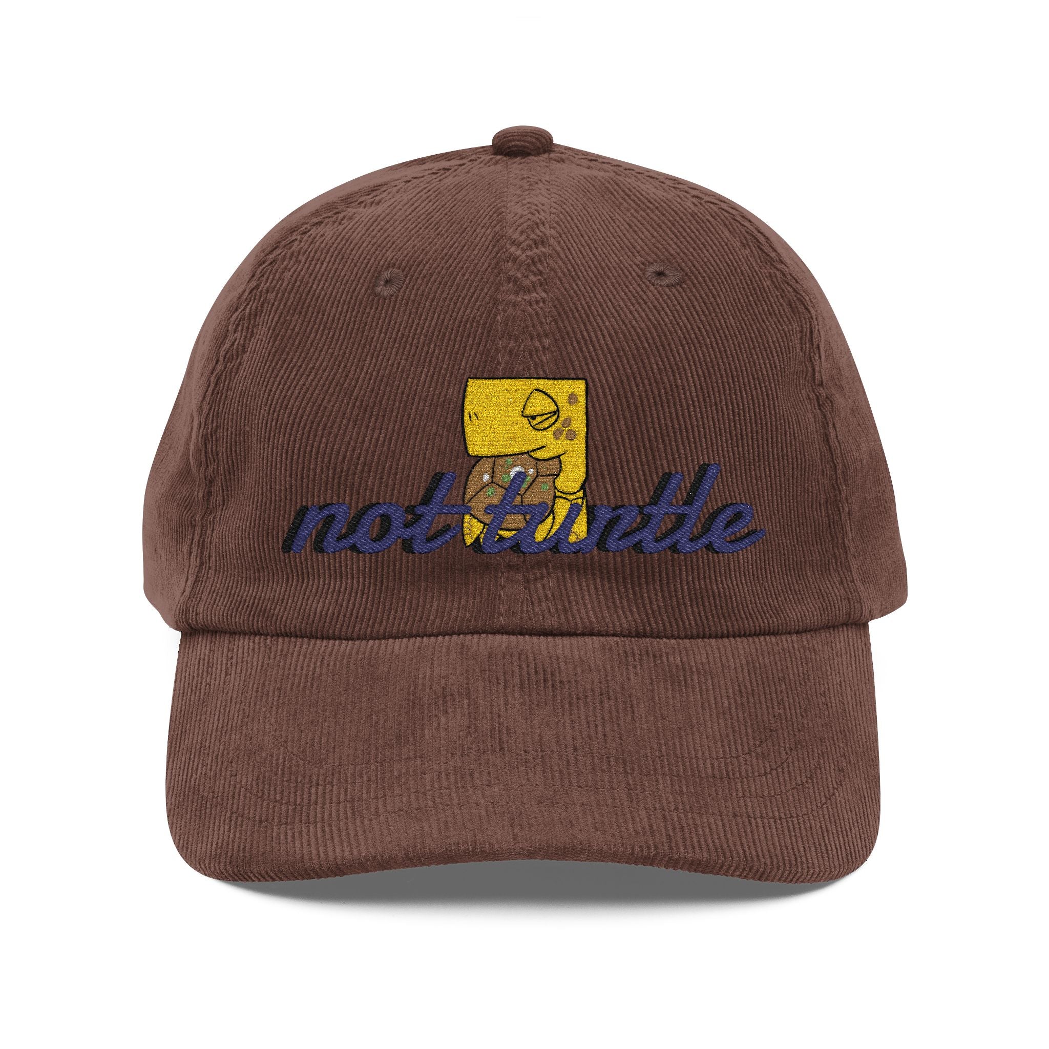 Vintage Corduroy Cap – Embroidered "Not Turtle" Script Patch