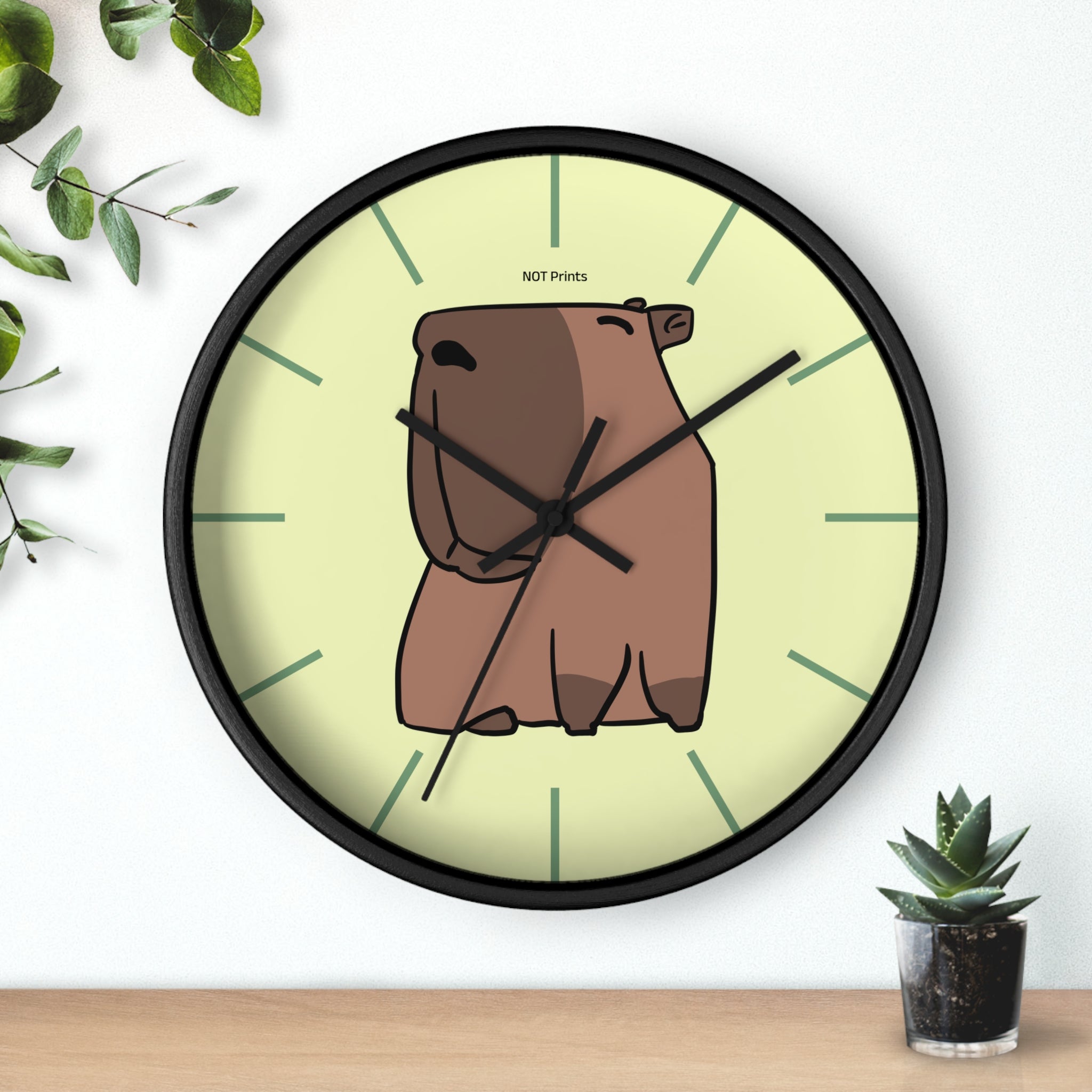 Jolie horloge murale Capybara — Horloge animale de dessin animé pour chambre d'enfant et maison