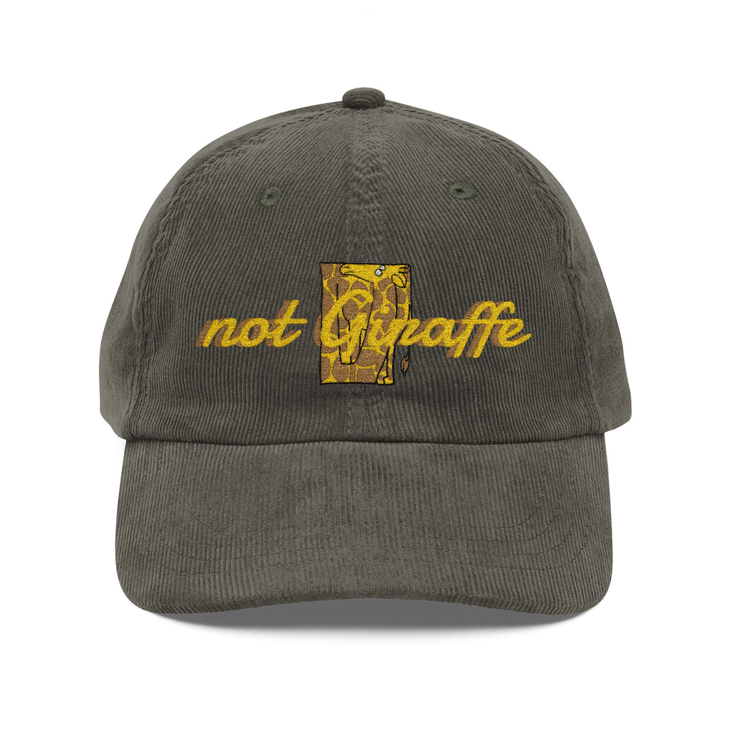 Corduroy Baseball Cap — Embroidered 'Not Giraffe' Vintage Rust Hat