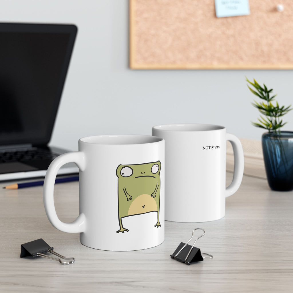 Cute Frog Ceramic Mug — Frog illustration Coffee Cup (11oz)
