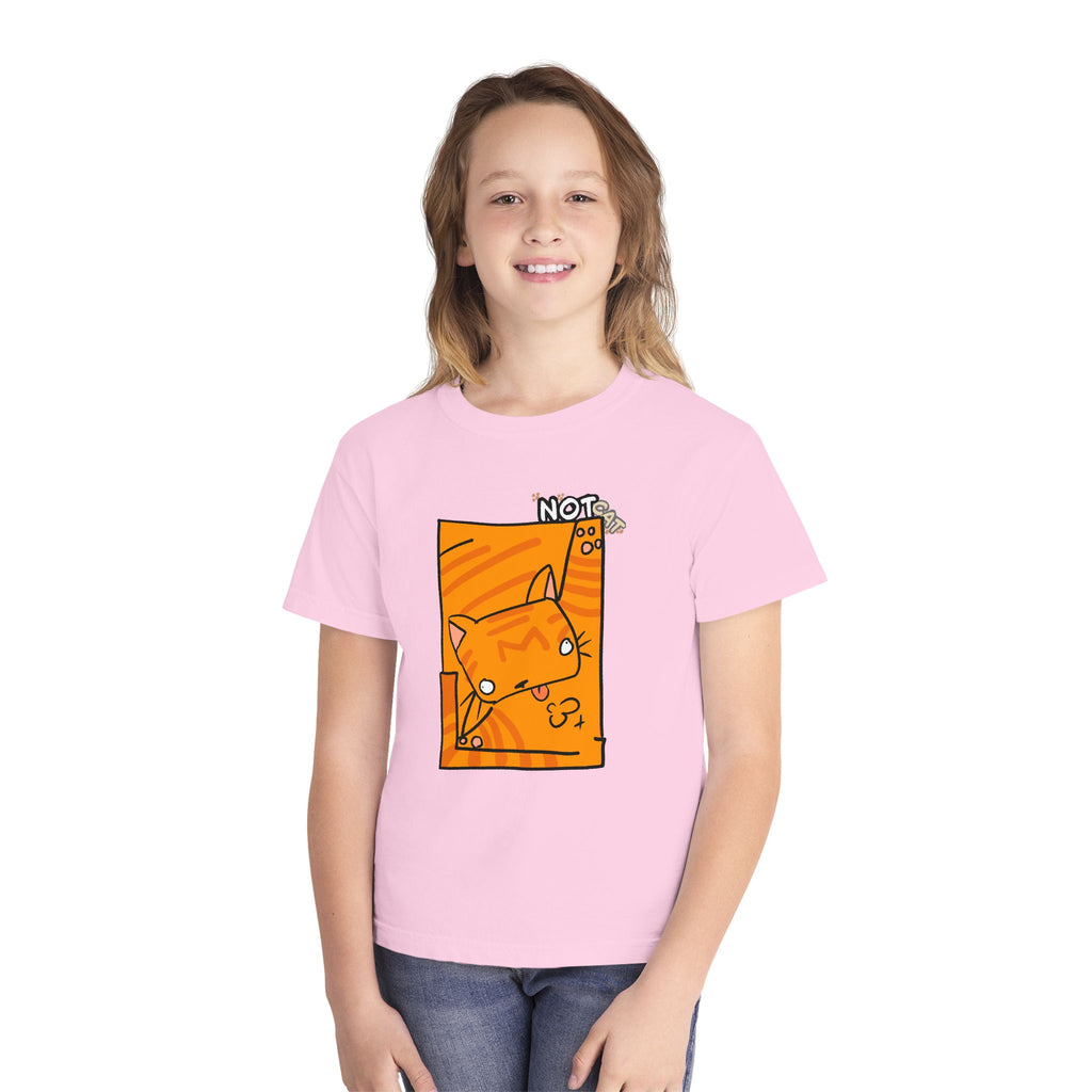 Orange Cat Youth Tee – Cute Cartoon Cat Graphic Shirt for Kids | Funny Not Cat Animal Cotton T-Shirt