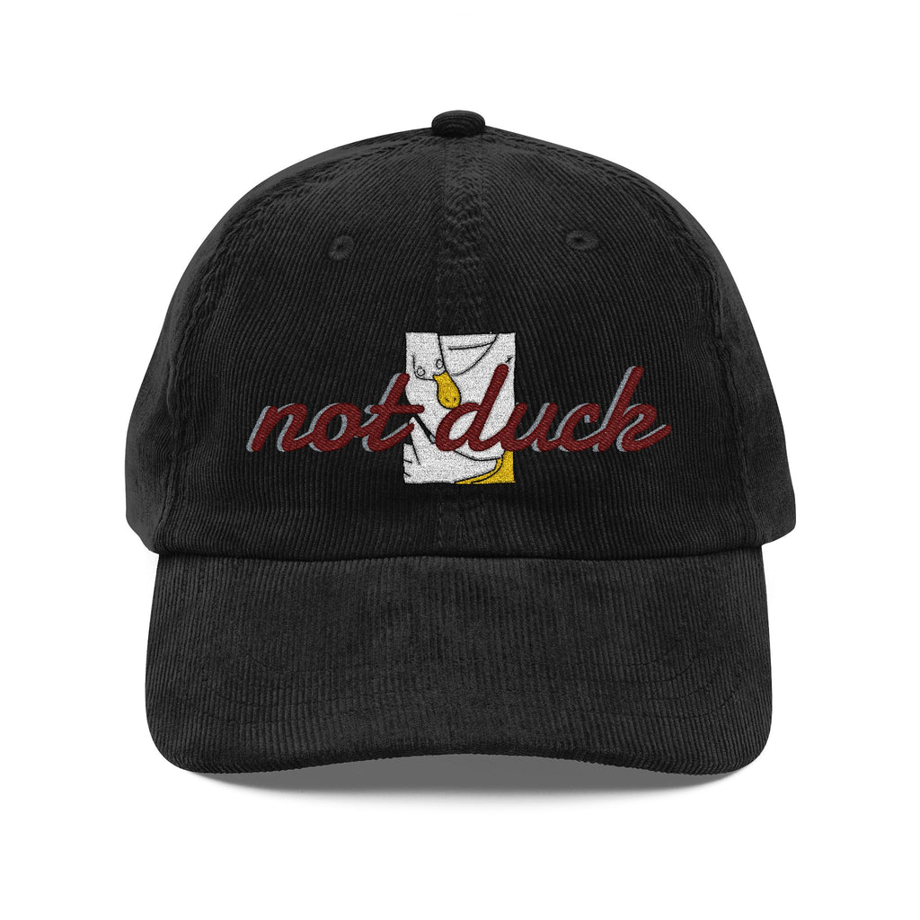 Vintage Corduroy Cap — Embroidered Daisy Patch "NOT Duck"