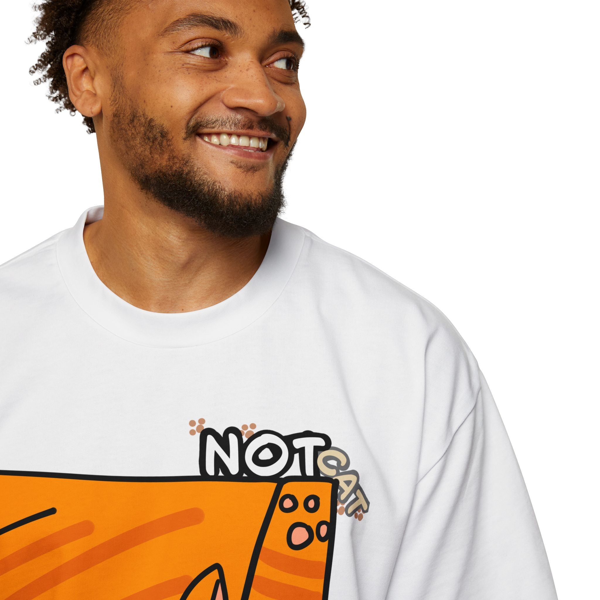 T-shirt graphique chat — « Pas chat » | T-shirt oversize chat orange dessin animé