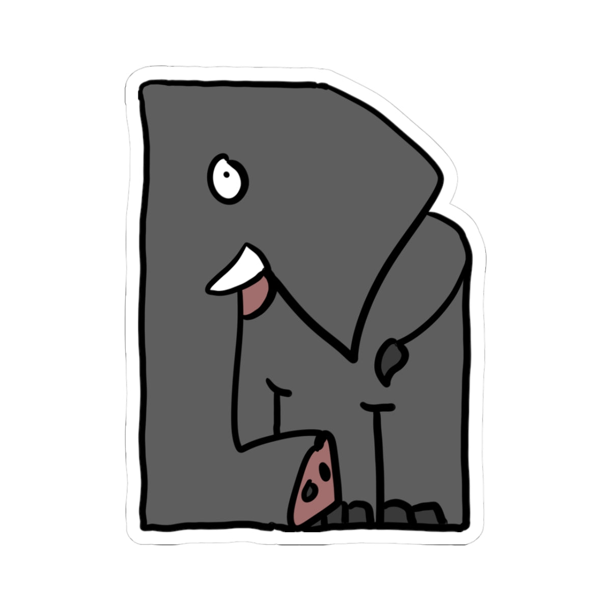 Elephant Kiss-Cut Sticker — Cute Cartoon Laptop Decal