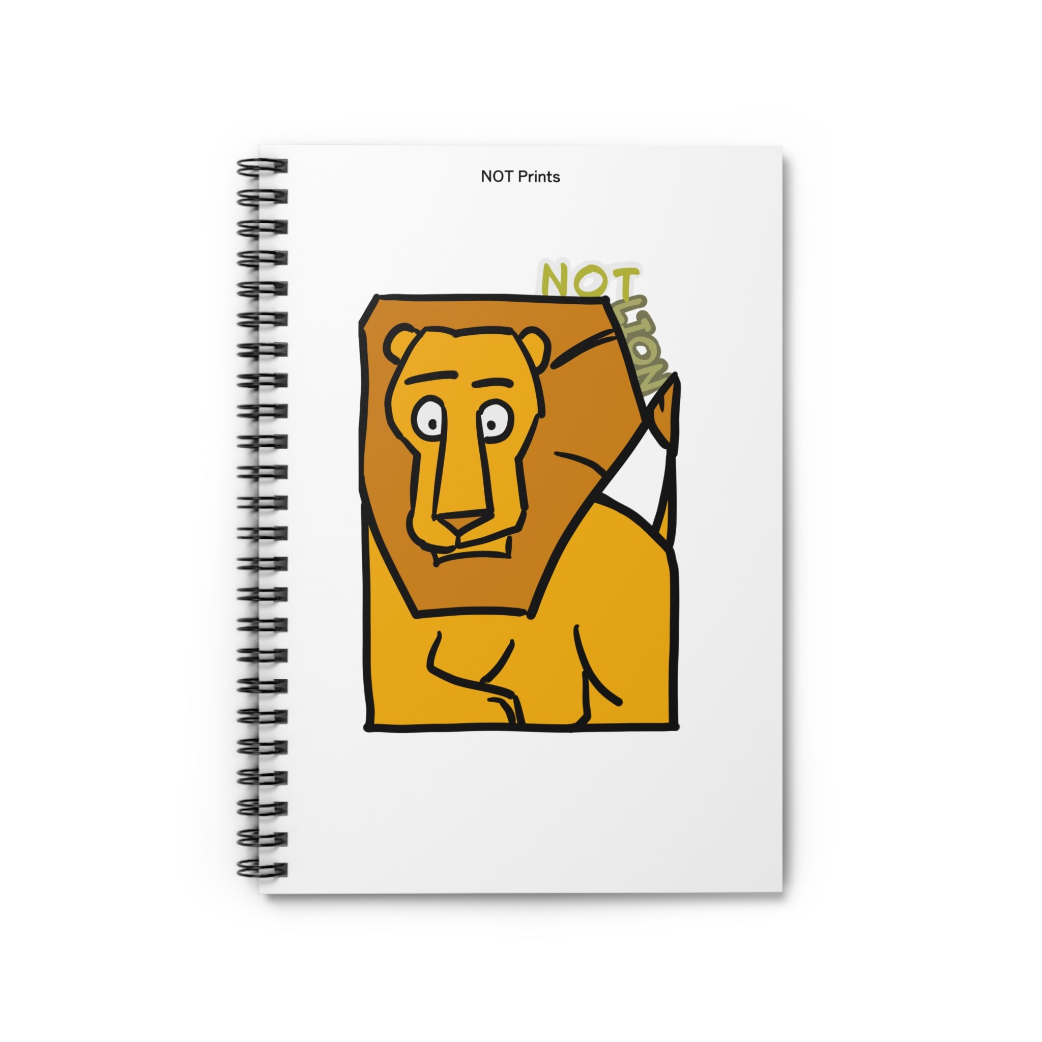 Lion Illustration Spiral Notebook — Cute Cartoon Lion Ruled Journal