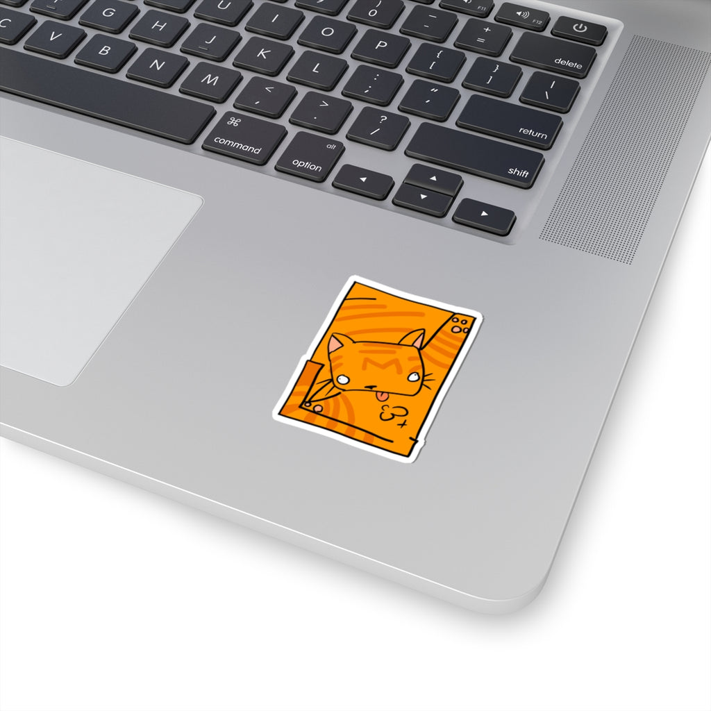 Orange Cat Sticker - Cute Tongue-Out Cat Kiss-Cut Vinyl Decal