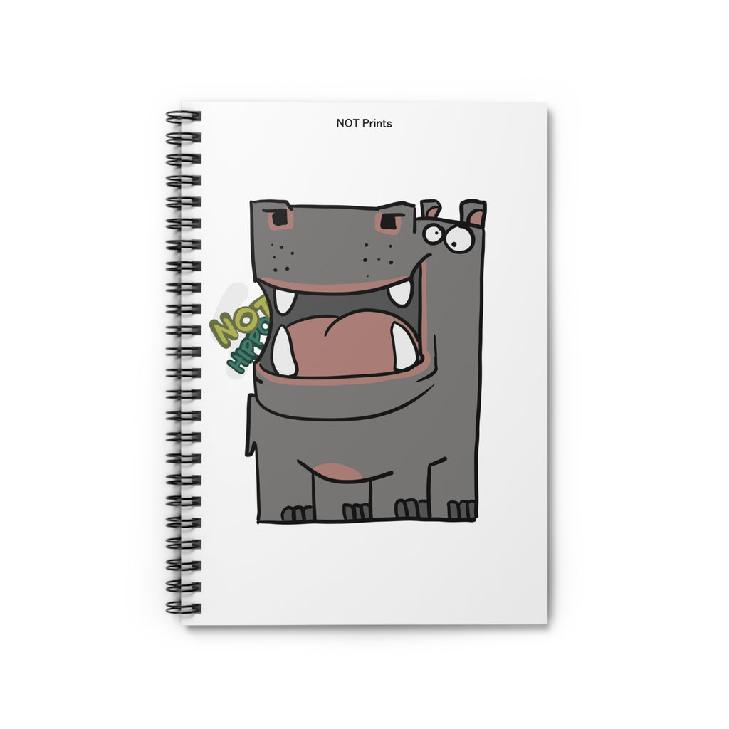 Hippo Cartoon Spiral Notebook — Funny "NOT Hippo" Speech Bubble Ruled Journal