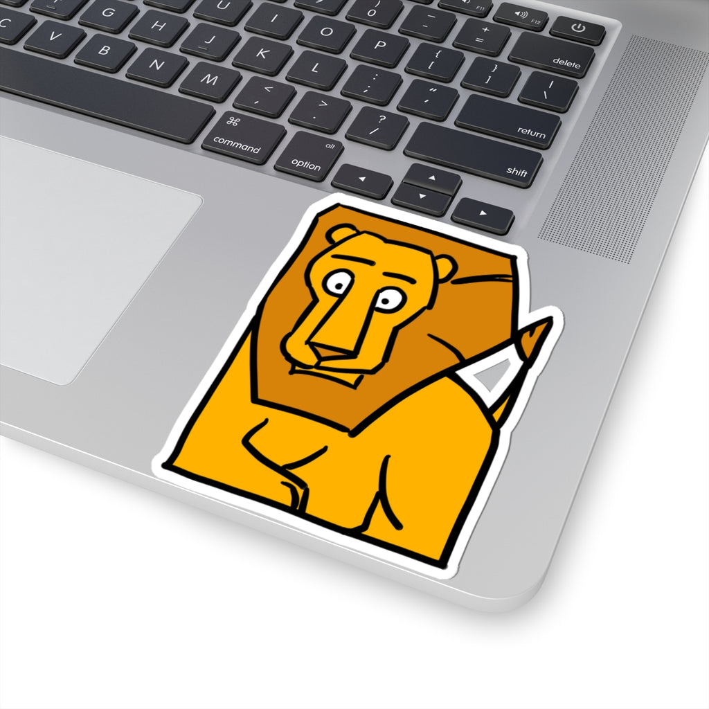 Lion Illustration Kiss-Cut Sticker – Cute Cartoon Laptop Decal