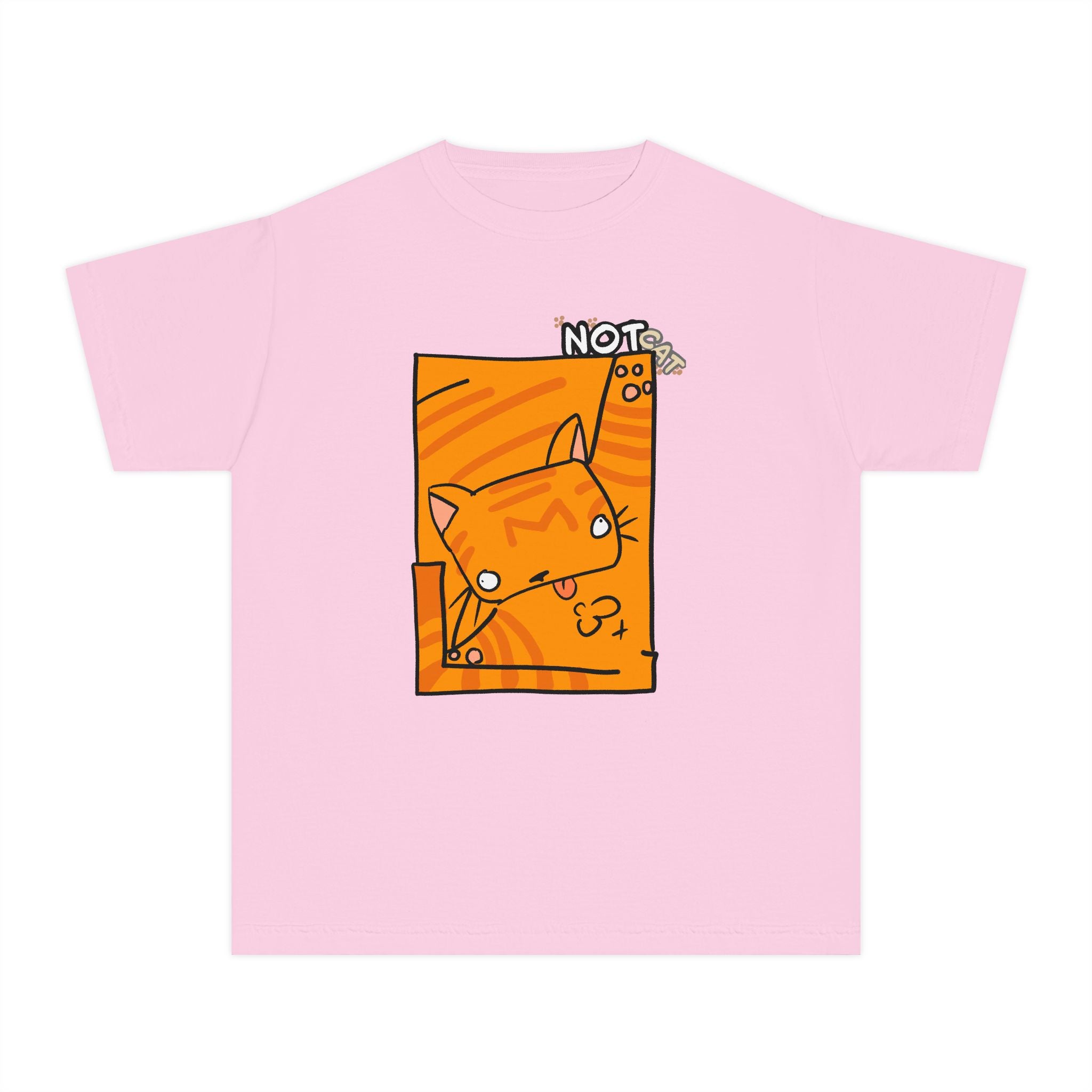 Orange Cat Youth Tee – Cute Cartoon Cat Graphic Shirt for Kids | Funny Not Cat Animal Cotton T-Shirt