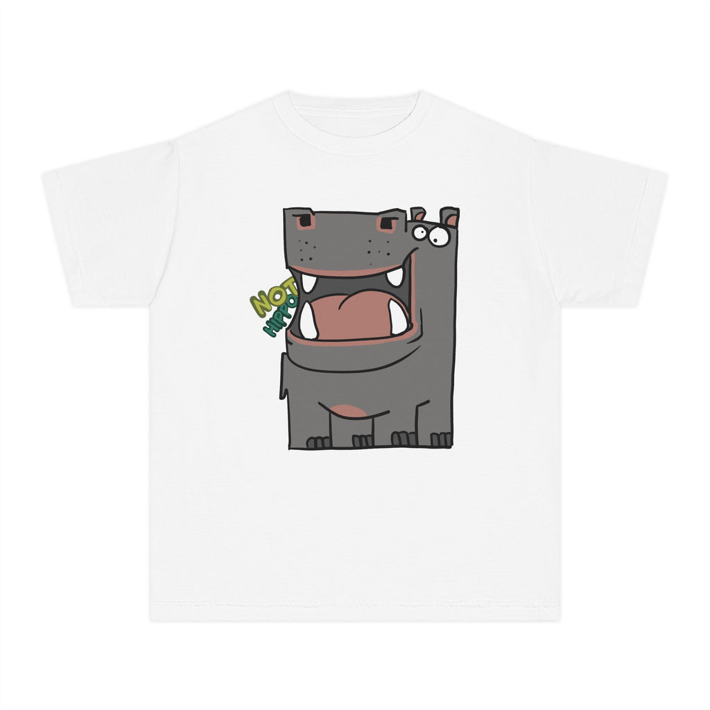 Youth Hippo Tee – Cute Cartoon "NOT Hippo" Graphic Kids Shirt