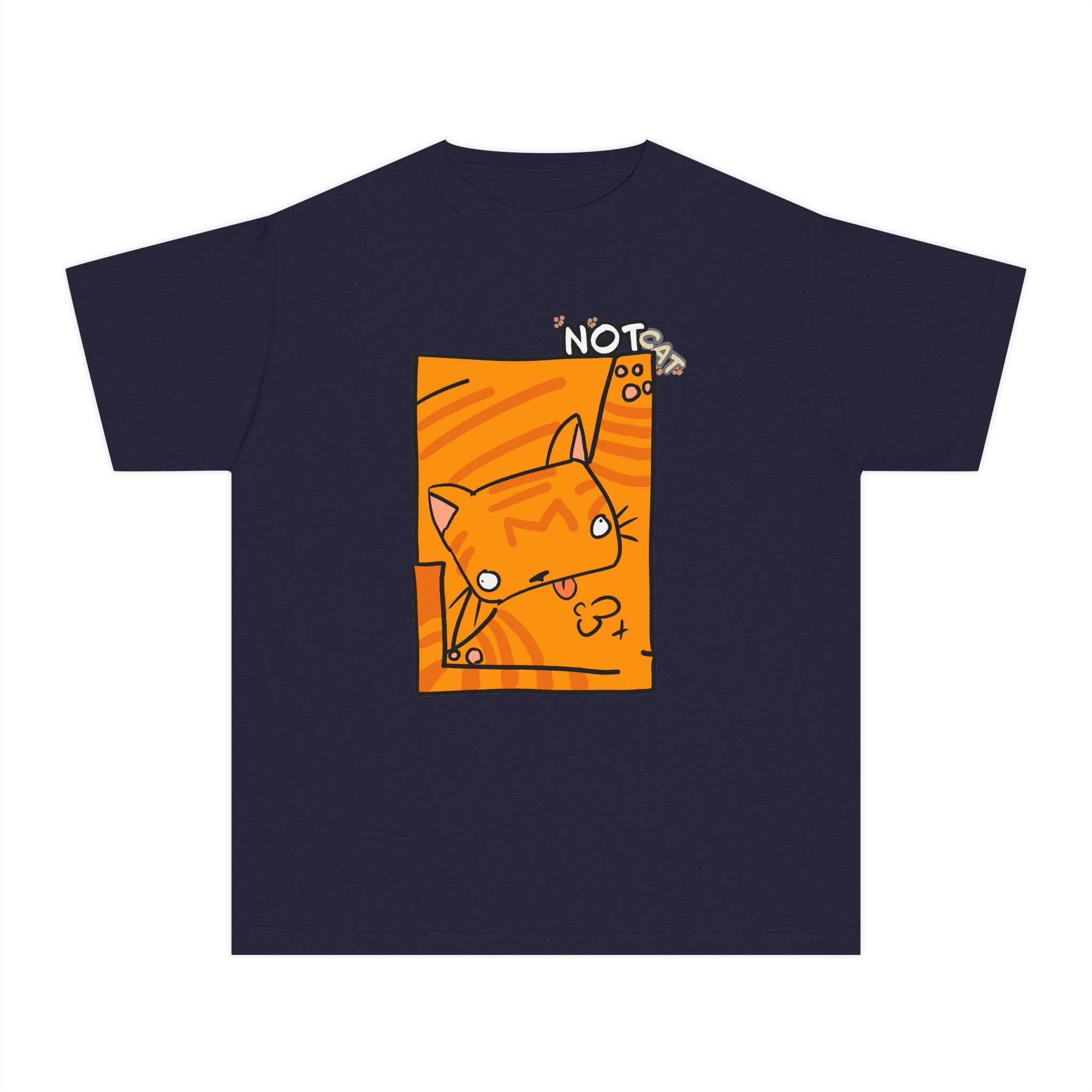 Orange Cat Youth Tee – Cute Cartoon Cat Graphic Shirt for Kids | Funny Not Cat Animal Cotton T-Shirt