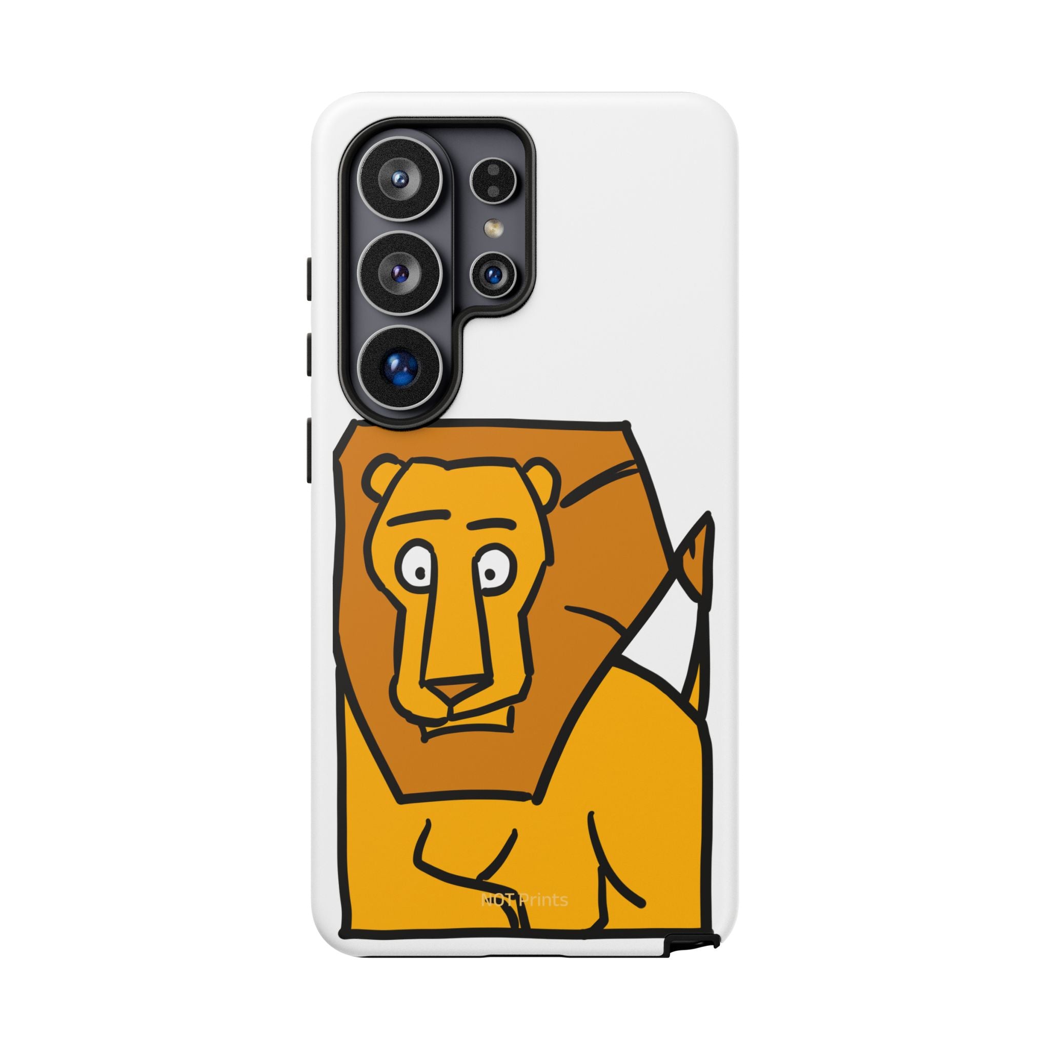 Lion Illustration Phone Case — Cute Bold Cartoon Lion Protective Cover