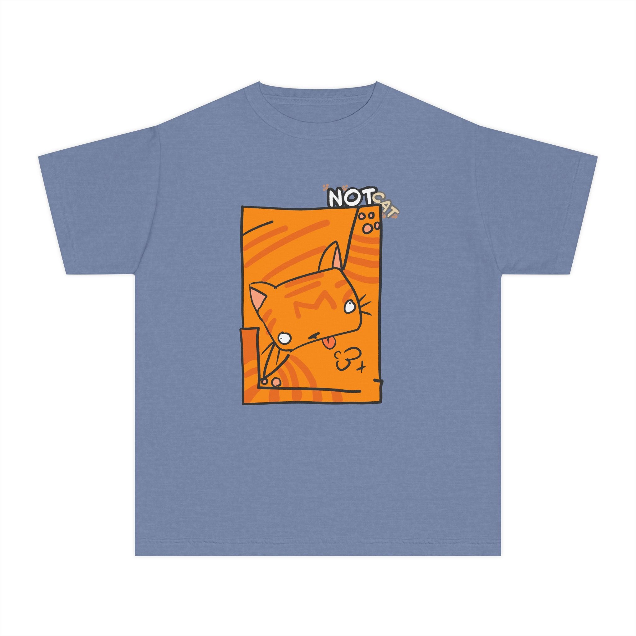 Orange Cat Youth Tee – Cute Cartoon Cat Graphic Shirt for Kids | Funny Not Cat Animal Cotton T-Shirt
