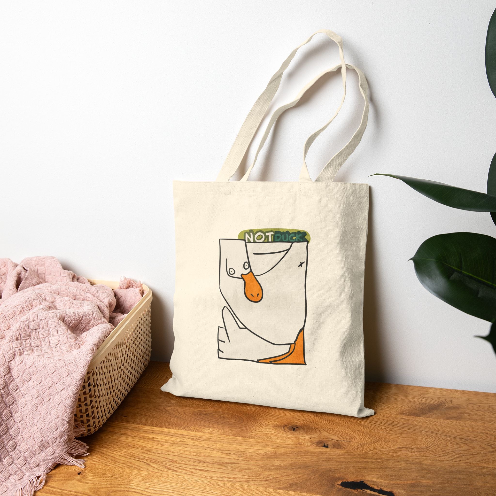 Sac fourre-tout en toile — Illustration visage abstrait « PAS canard » Sac shopping écologique