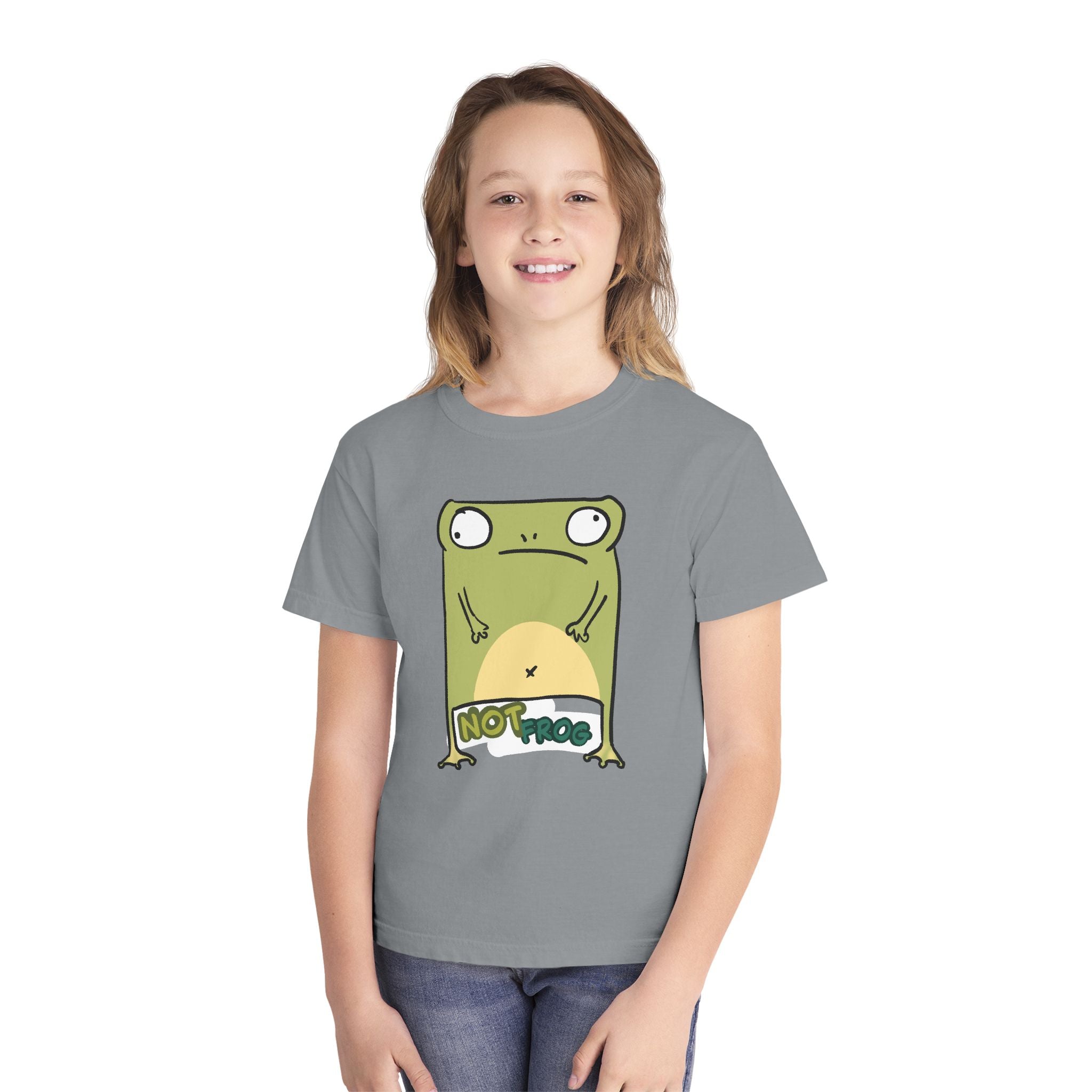 Frog Youth Tee — Cute "No Frog" Cartoon Frog Graphic Shirt