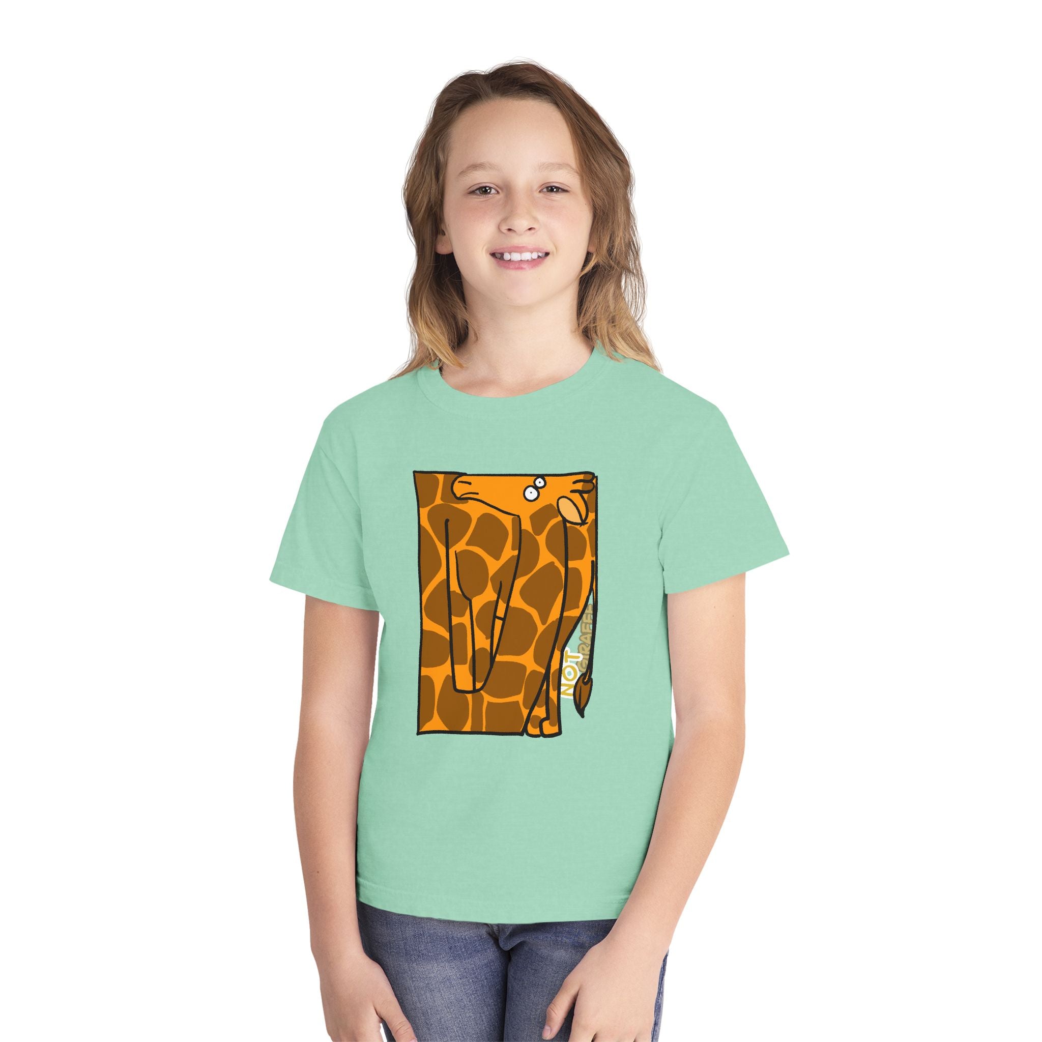 Giraffe Peek Kids Tee — Cute Peeking "Not Giraffe" Graphic Youth T-Shirt