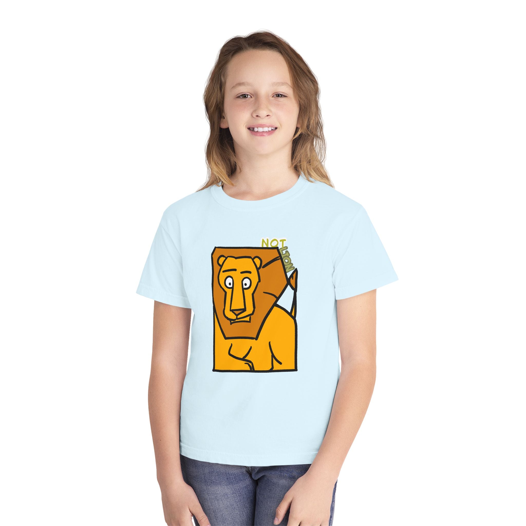 Lion Youth Tee — Playful 'NOT Lion' Graphic Kids T-Shirt
