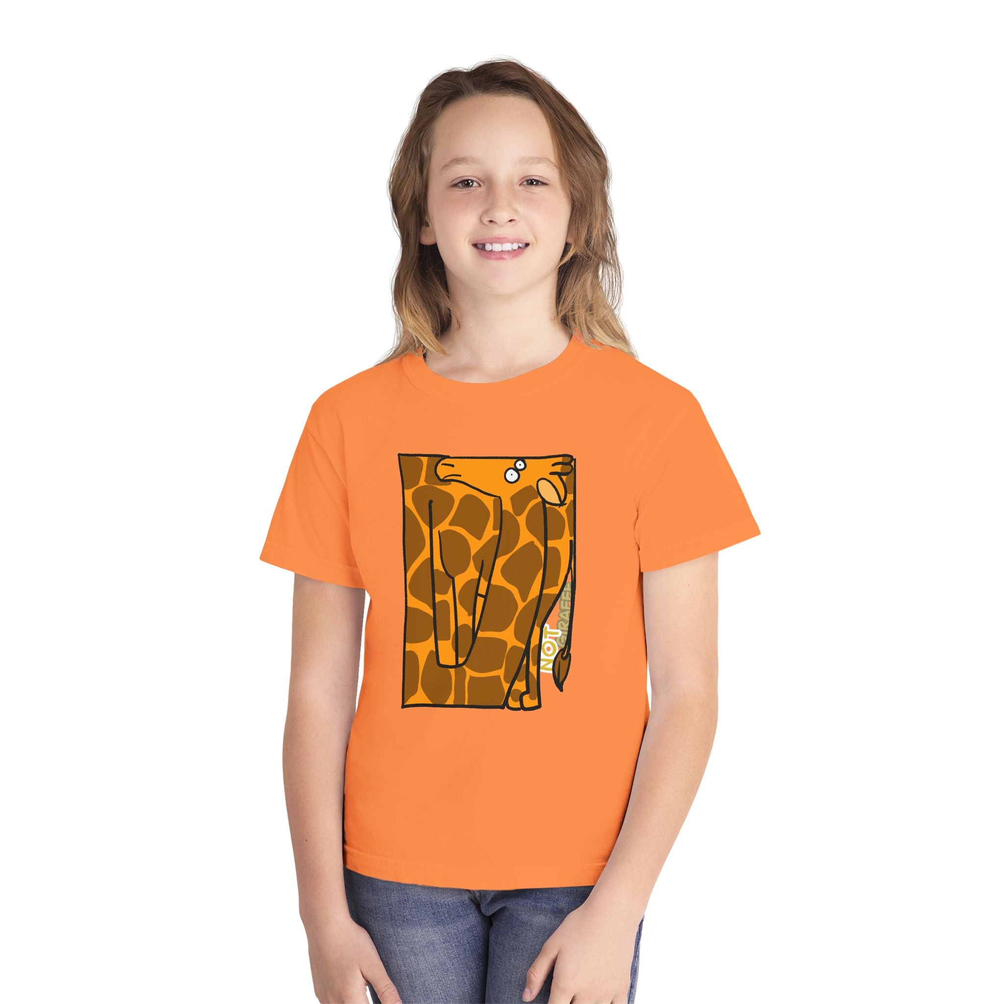 Giraffe Peek Kids Tee — Cute Peeking "Not Giraffe" Graphic Youth T-Shirt